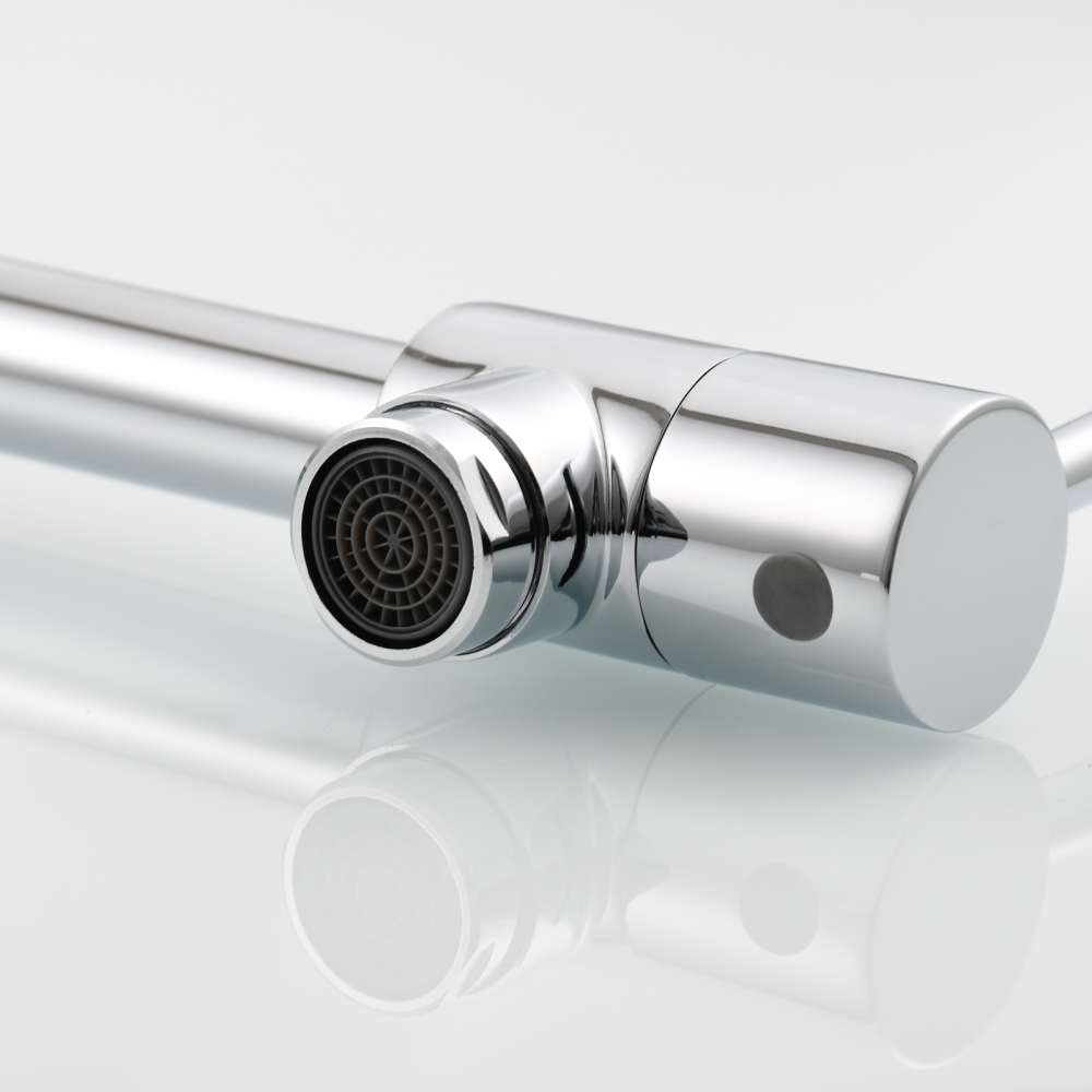 Tecmolog Brass Chrome Kitchen Faucet, Pot Filler Faucet Wall Mounted Folding Kitchen Tap with Double Handle, Single Cold water Tap