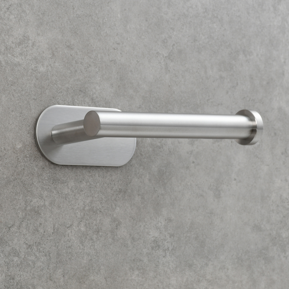 Tecmolog 304 Stainless Steel Bathroom Tissue Holder,  Wall Mount Adhesive Toilet Paper Holder, Brushed Nickel/Black