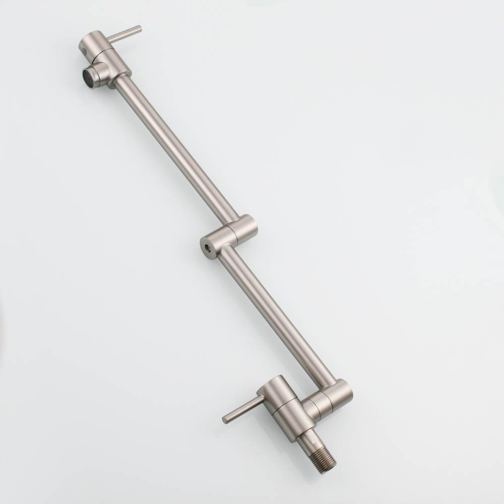 Tecmolog Brass Chrome Kitchen Faucet, Pot Filler Faucet Wall Mounted Folding Kitchen Tap with Double Handle, Single Cold water Tap