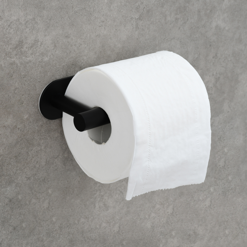 Tecmolog 304 Stainless Steel Bathroom Tissue Holder,  Wall Mount Adhesive Toilet Paper Holder, Brushed Nickel/Black