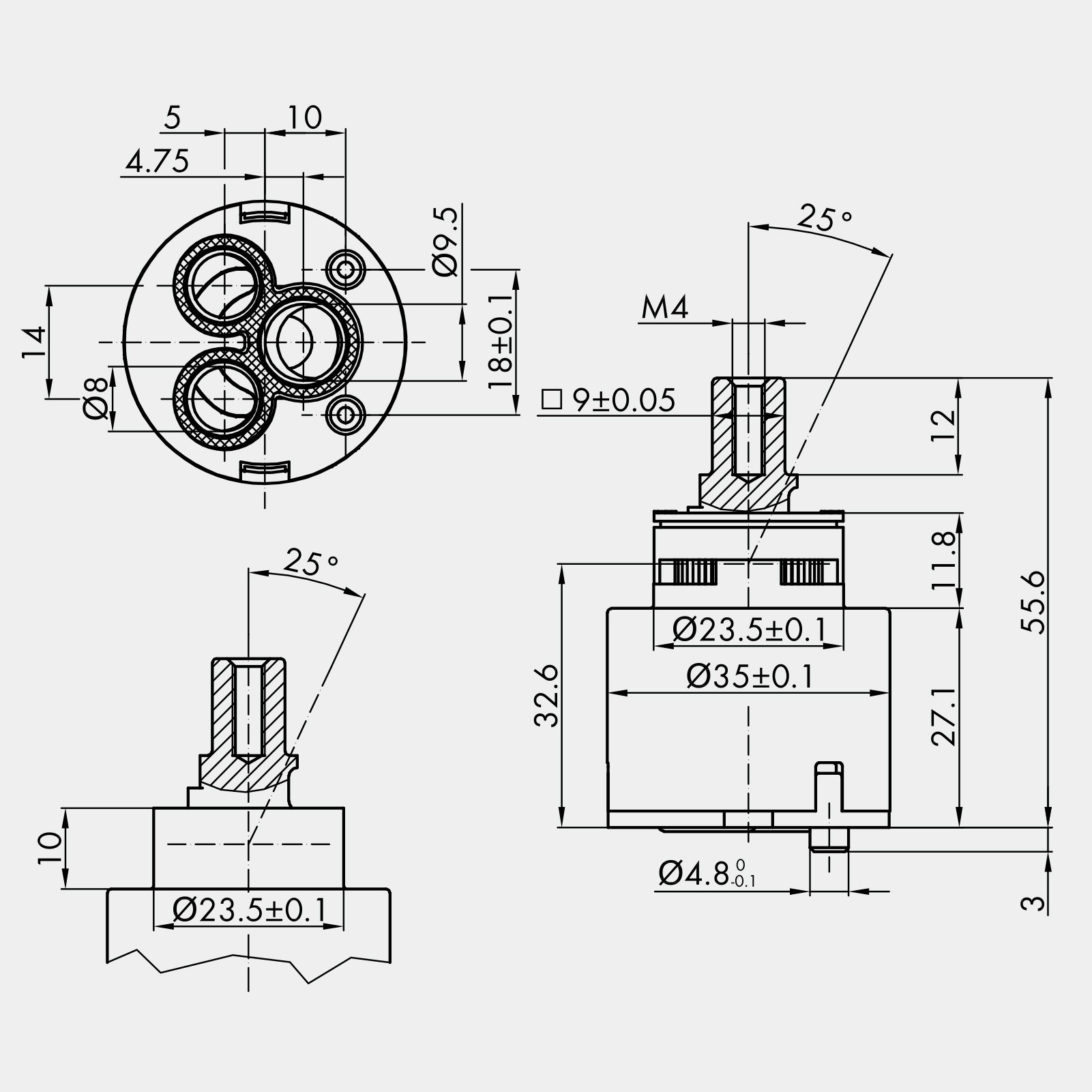 Tecmolog Diameter 35/40mm Ceramic Faucet Cartridge Replacement for Single Handle Kitchen Basin Shower Faucet Part, Ceramic Faucet Valve