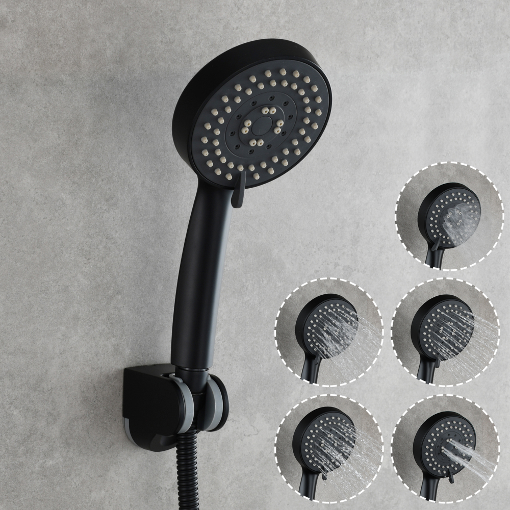 Tecmolog Wall Mount Bathroom Faucet Set Stainless Steel Bathtub Faucet with Handheld Shower and Hose Brushed Nickel