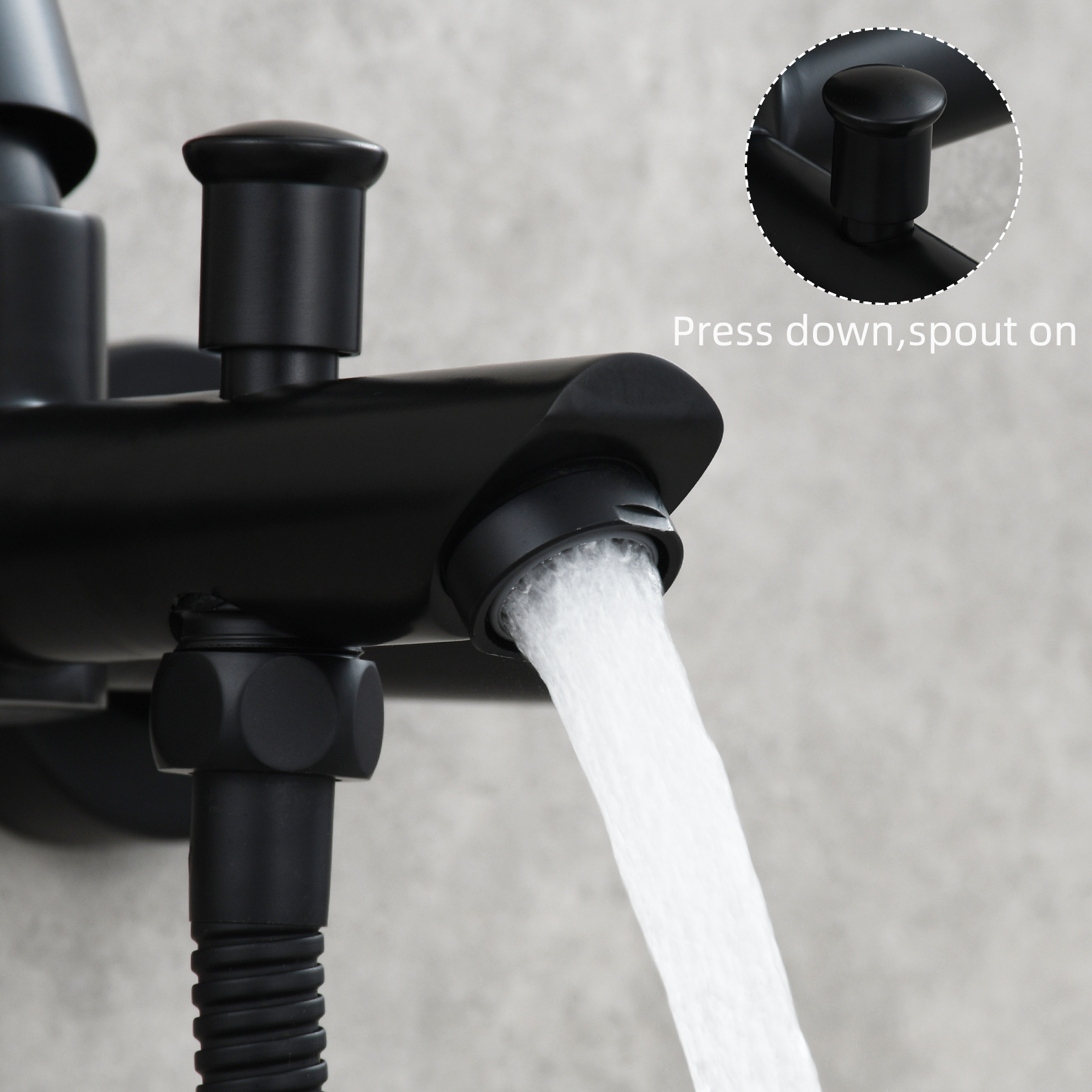 Tecmolog Wall Mount Bathroom Faucet Set Stainless Steel Bathtub Faucet with Handheld Shower and Hose Brushed Nickel