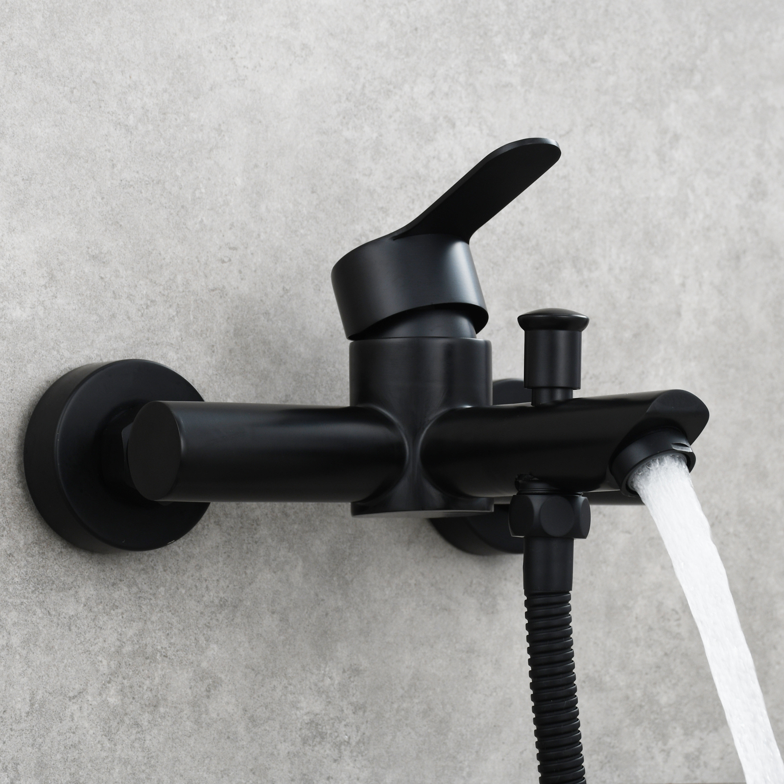 Tecmolog Wall Mount Bathroom Faucet Set Stainless Steel Bathtub Faucet with Handheld Shower and Hose Brushed Nickel
