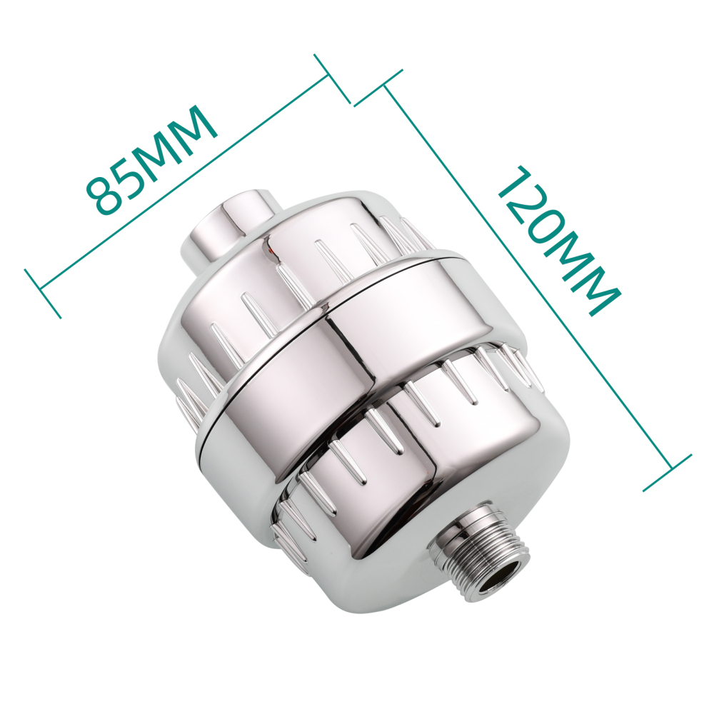 Tecmolog Chrome Filter for Shower Head, Hard Water High Output 10 Stage Filter Cartridge ABS Water Shower Head Purifier SBA033