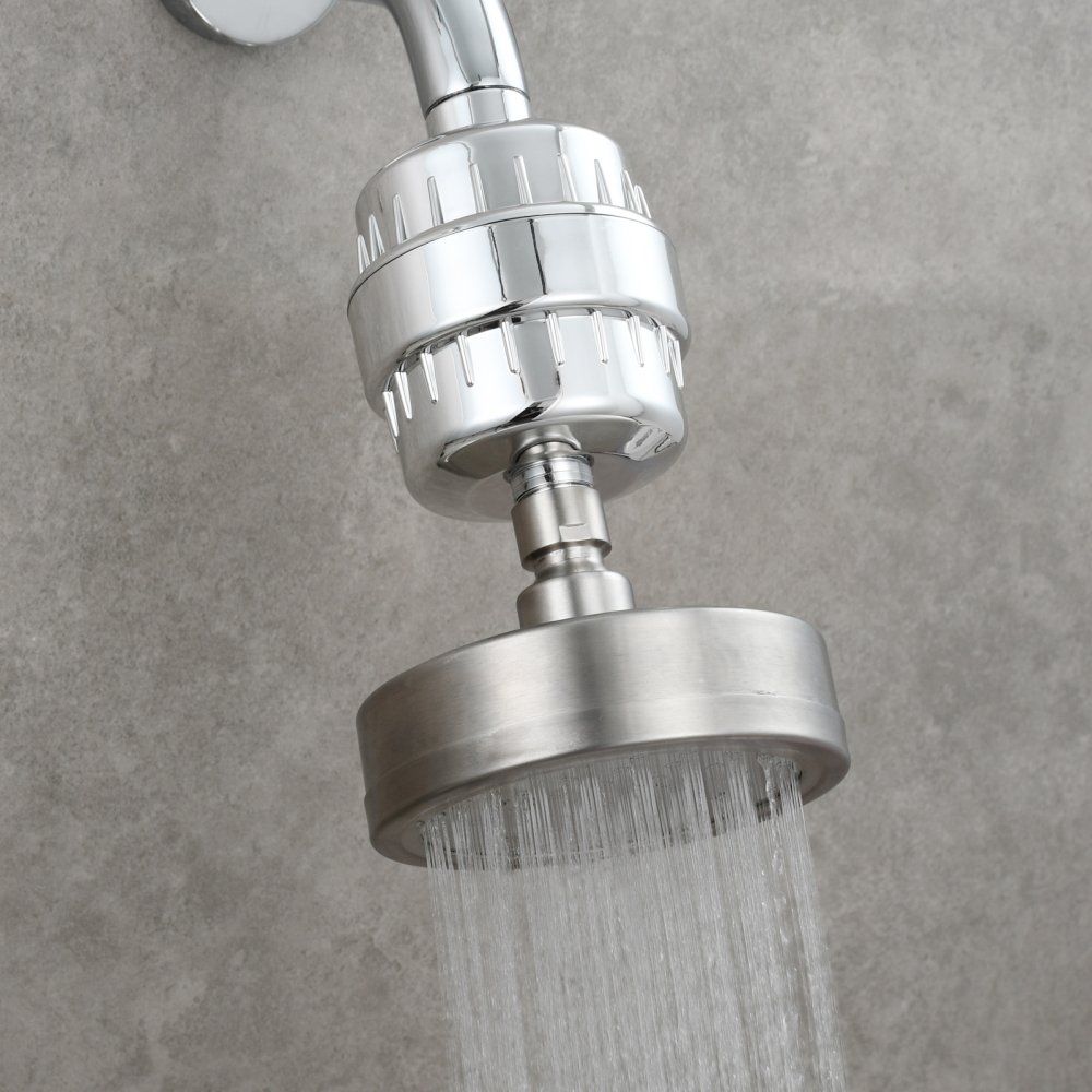 Tecmolog Chrome Filter for Shower Head, Hard Water High Output 10 Stage Filter Cartridge ABS Water Shower Head Purifier SBA033