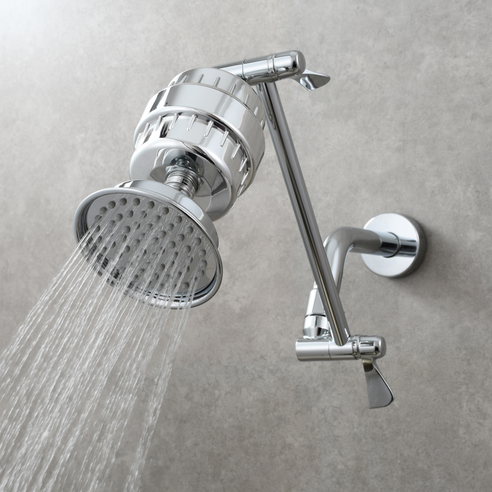 Tecmolog Chrome Filter for Shower Head, Hard Water High Output 10 Stage Filter Cartridge ABS Water Shower Head Purifier SBA033