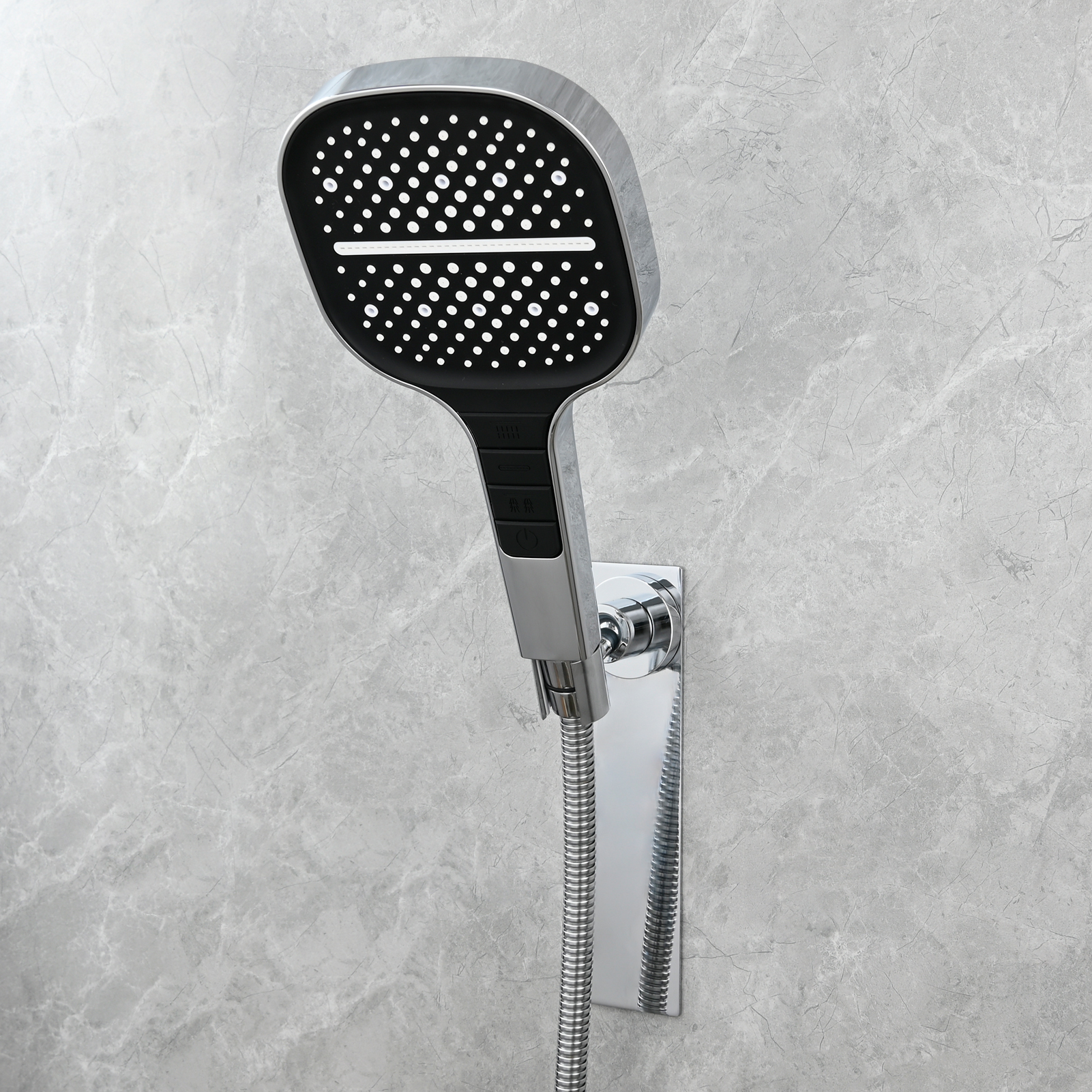 Tecmolog Magnetic Shower Head Holder All Meta No Drilling Handheld Shower Wand Bracket Adhesive