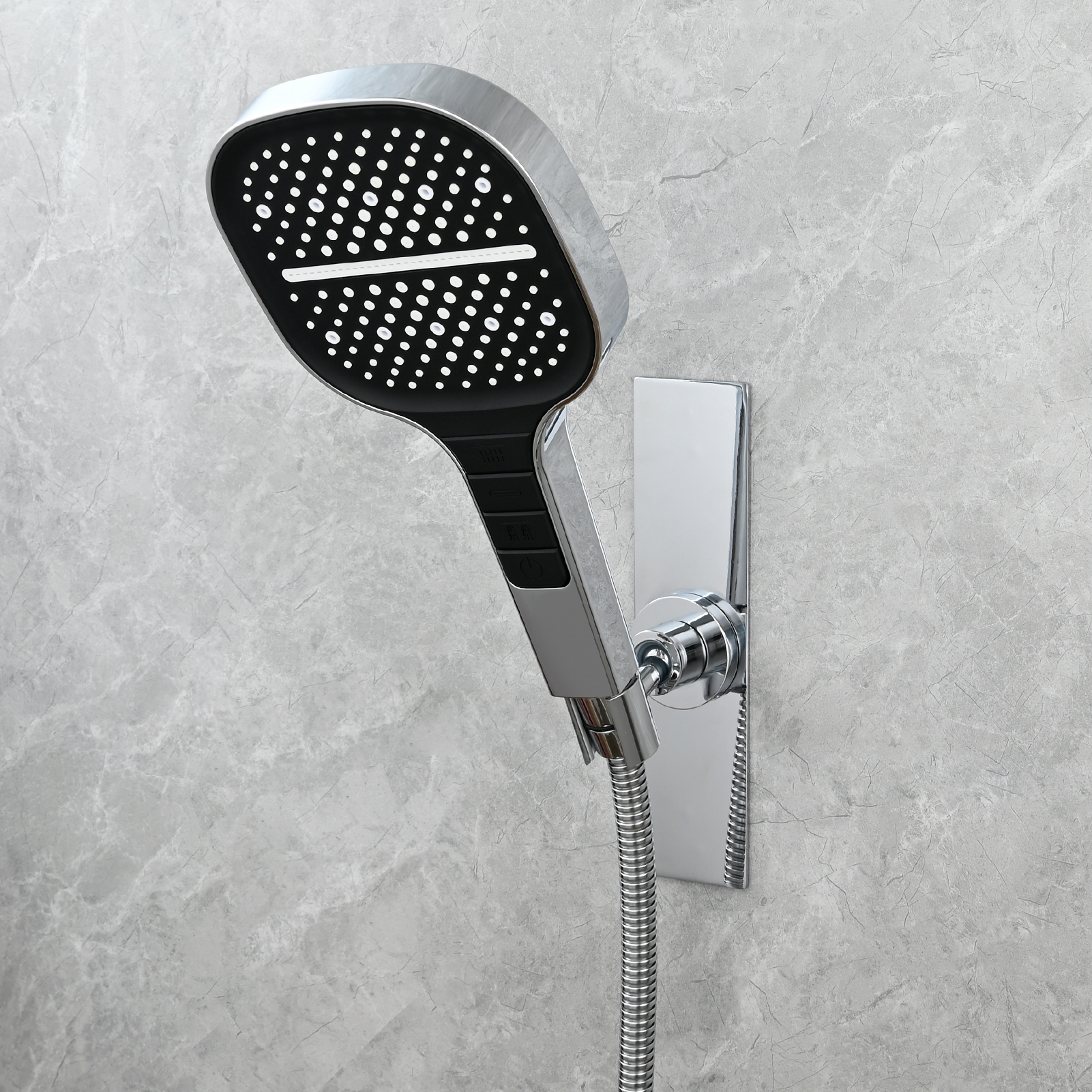 Tecmolog Magnetic Shower Head Holder All Meta No Drilling Handheld Shower Wand Bracket Adhesive