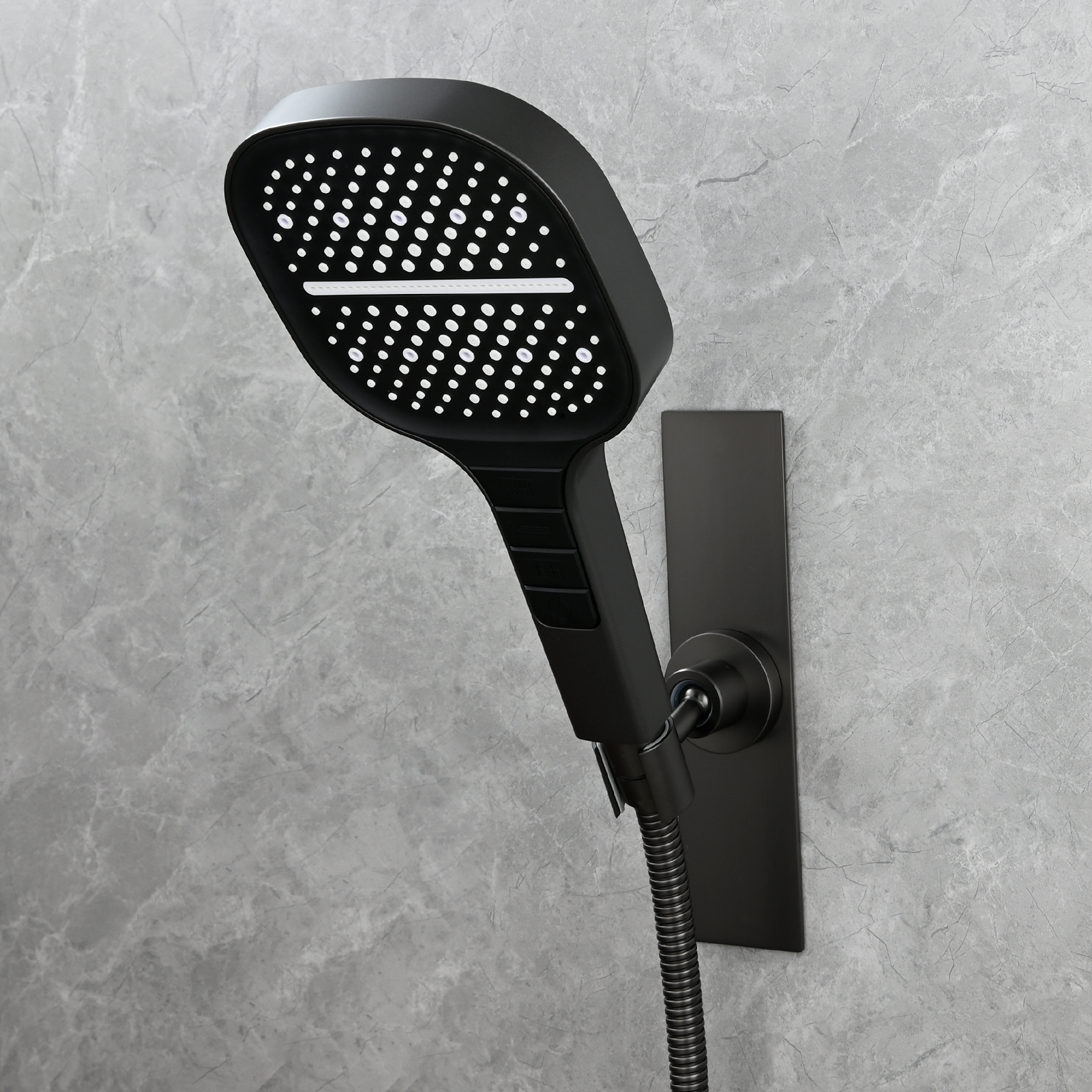 Tecmolog Magnetic Shower Head Holder All Meta No Drilling Handheld Shower Wand Bracket Adhesive