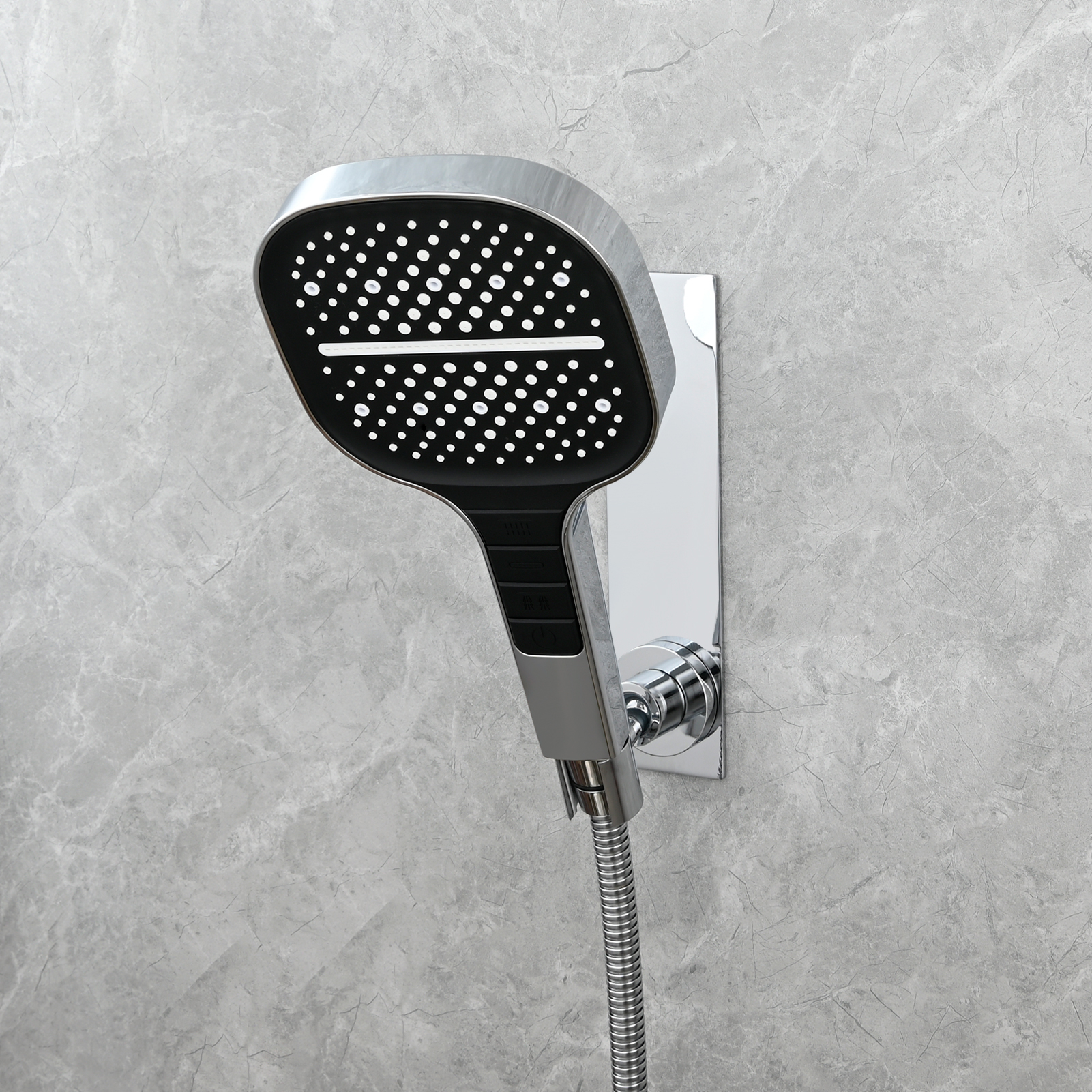 Tecmolog Magnetic Shower Head Holder All Meta No Drilling Handheld Shower Wand Bracket Adhesive