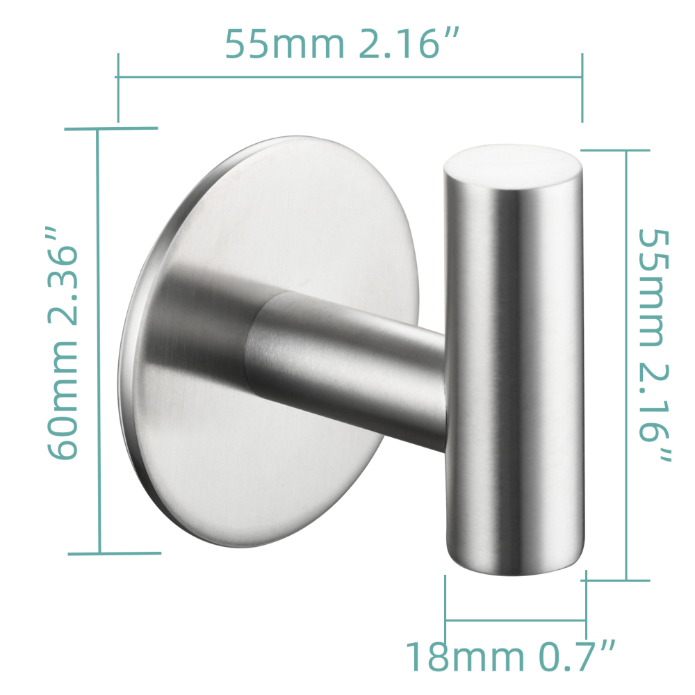 Tecmolog 304 Stainless Steel Nail Free Shower Rack,Wall Hook Bathroom Clothes Hook No Drilling,SBH235NA