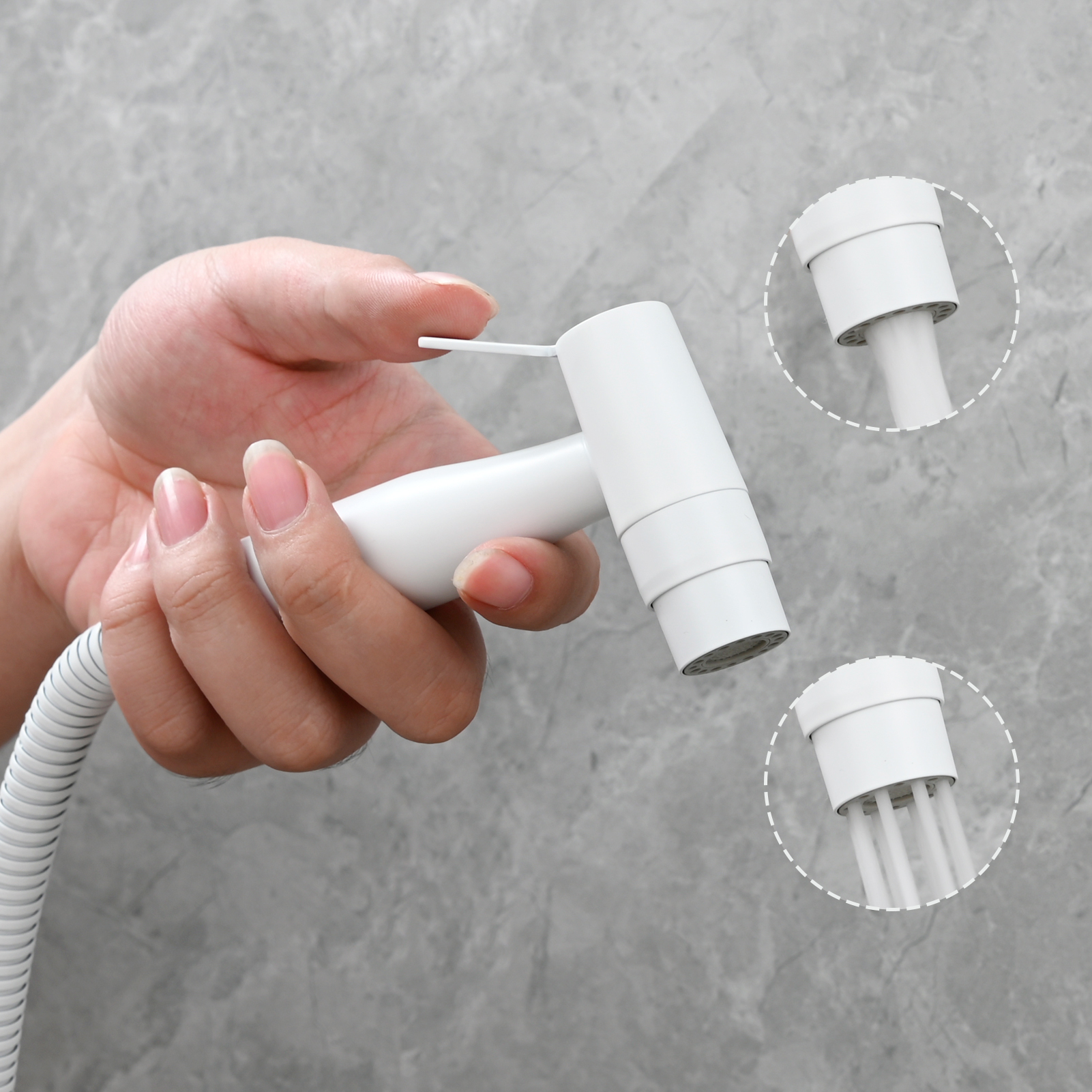 Tecmolog Stainless Steel Bathroom Bidet Sprayer Set, Hot and Cold Concealed Bidet Sprayer Kit for Toilet, Brushed Nickel/Black, WS024F9/WS024CF3