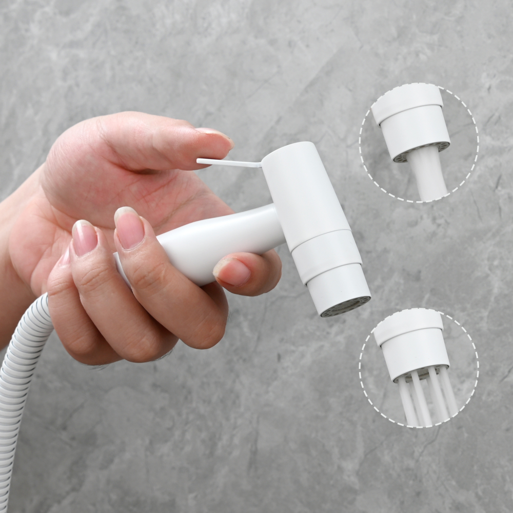 Tecmolog Stainless Steel Bathroom Bidet Sprayer Set, Hot and Cold Concealed Bidet Sprayer Kit for Toilet, Brushed Nickel/Black, WS024F9/WS024CF3