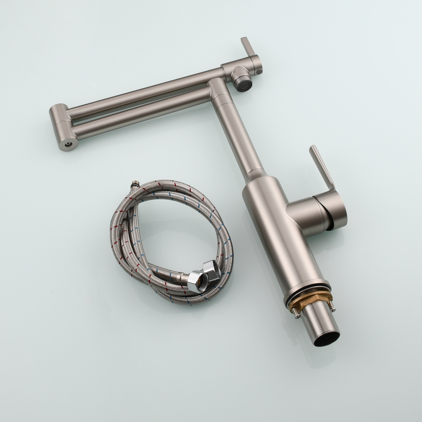 Tecmolog Brass Hot and Cold Folding Fucet,Smooth Handle Deck Mount Faucet for Kitchen