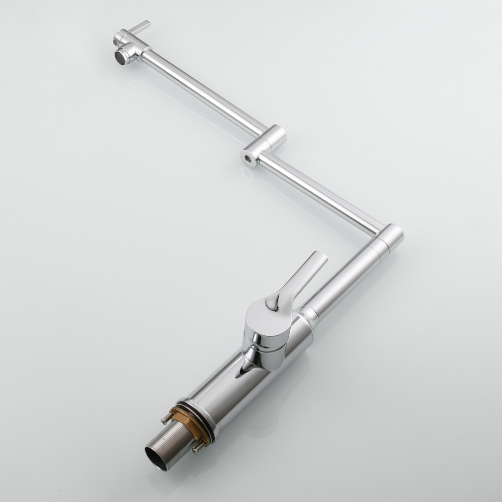 Tecmolog Brass Hot and Cold Folding Fucet,Smooth Handle Deck Mount Faucet for Kitchen