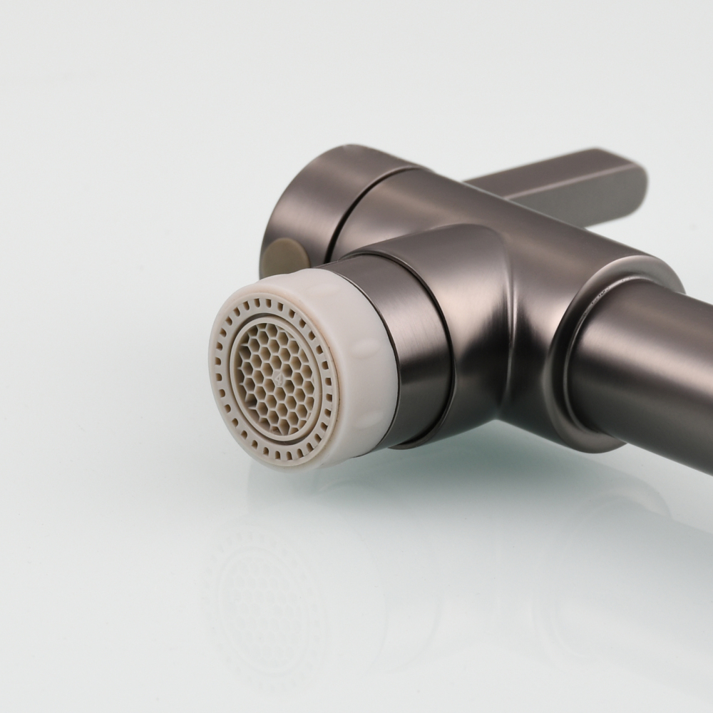 Tecmolog Brass Hot and Cold Folding Fucet,Smooth Handle Deck Mount Faucet for Kitchen