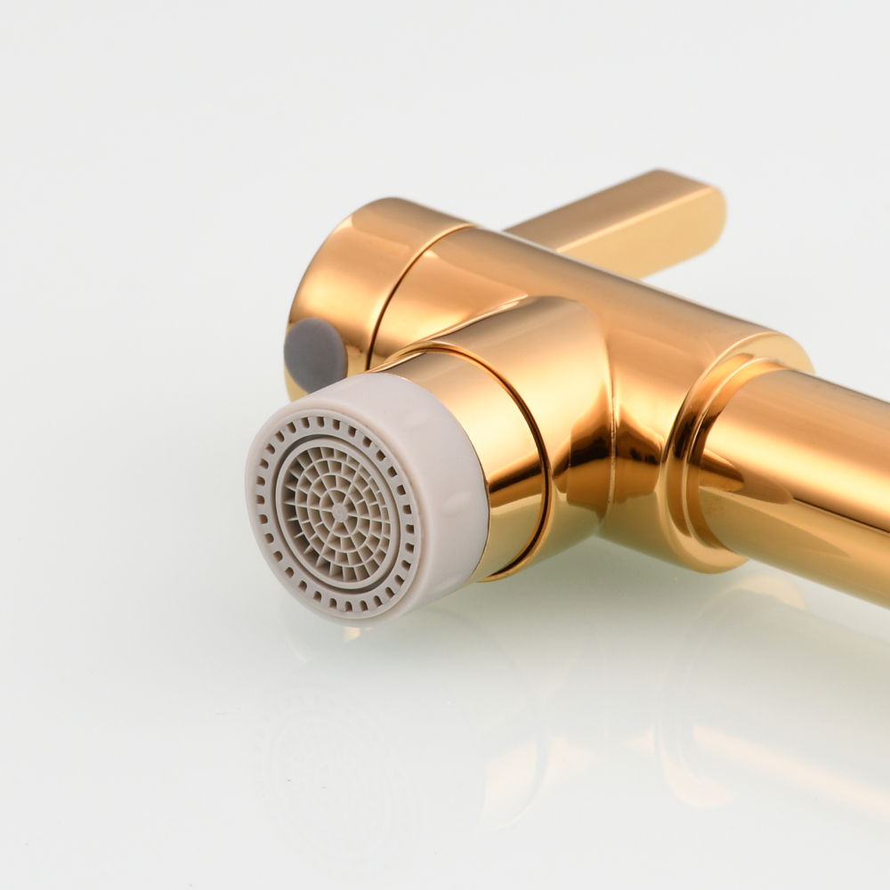 Tecmolog Brass Hot and Cold Folding Fucet,Smooth Handle Deck Mount Faucet for Kitchen