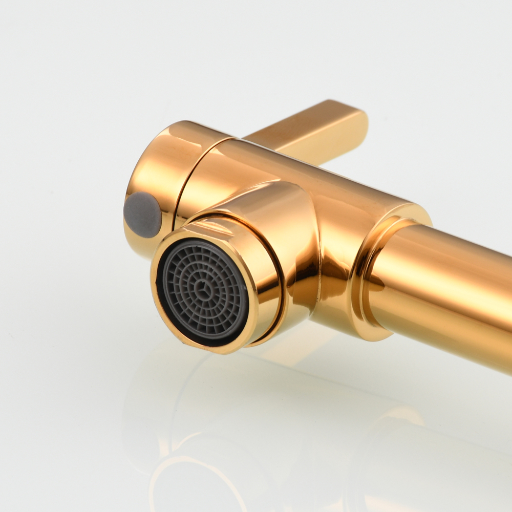 Tecmolog Brass Hot and Cold Folding Fucet,Smooth Handle Deck Mount Faucet for Kitchen