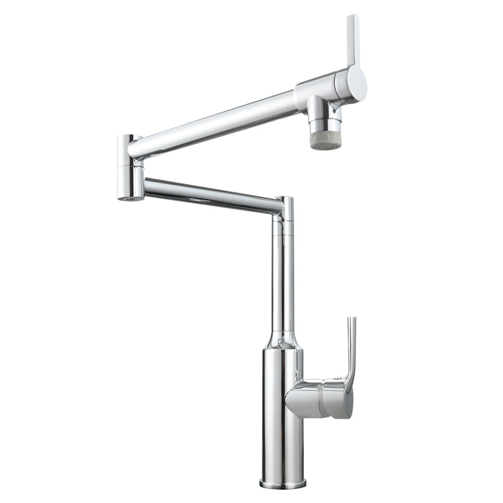 Tecmolog Brass Hot and Cold Folding Fucet,Smooth Handle Deck Mount Faucet for Kitchen