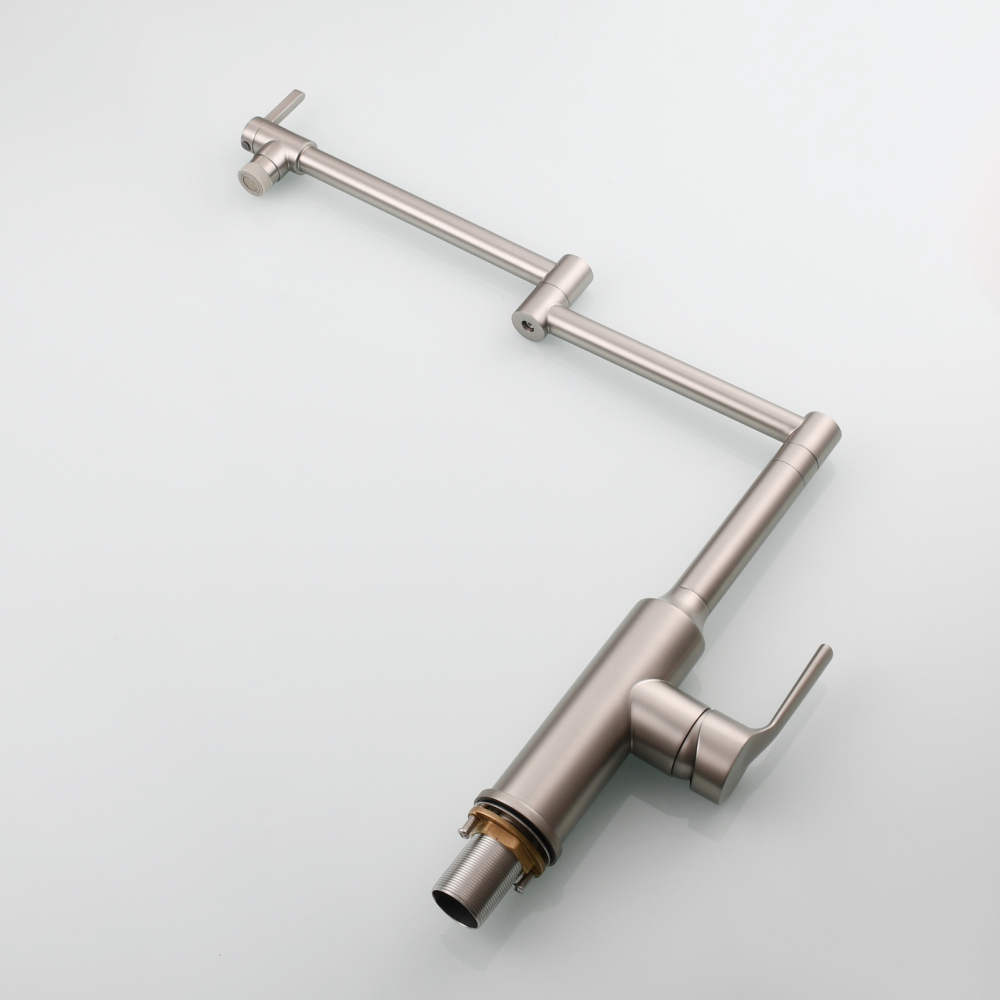 Tecmolog Brass Hot and Cold Folding Fucet,Smooth Handle Deck Mount Faucet for Kitchen