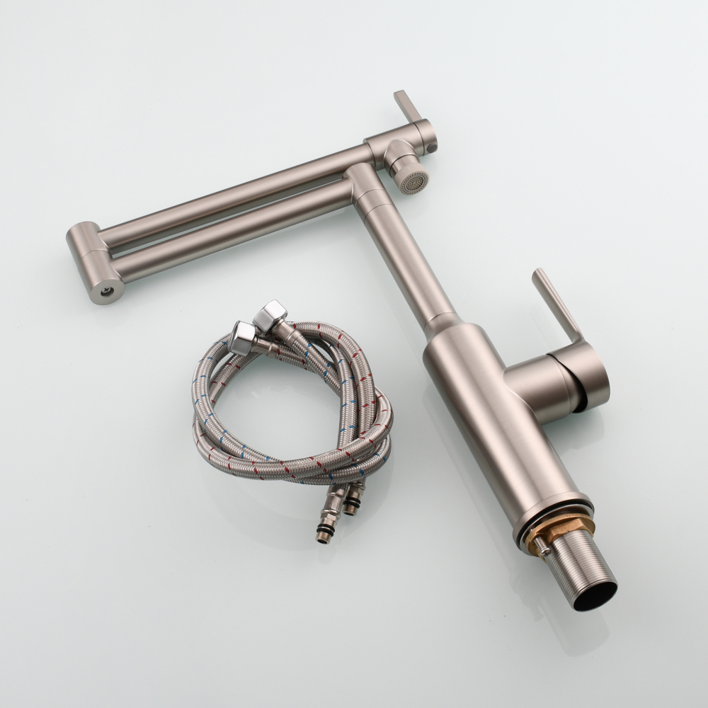 Tecmolog Brass Hot and Cold Folding Fucet,Smooth Handle Deck Mount Faucet for Kitchen