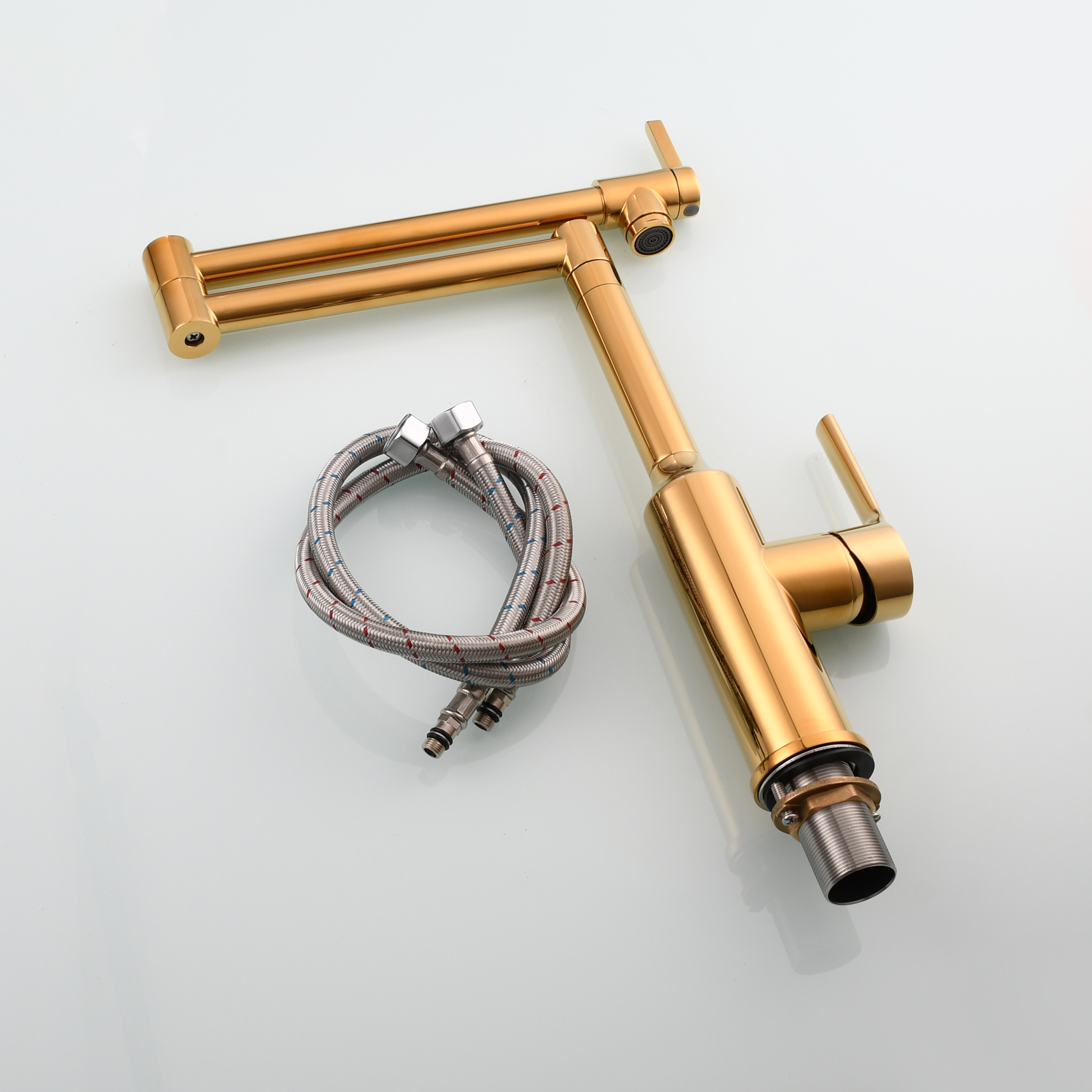 Tecmolog Brass Hot and Cold Folding Fucet,Smooth Handle Deck Mount Faucet for Kitchen