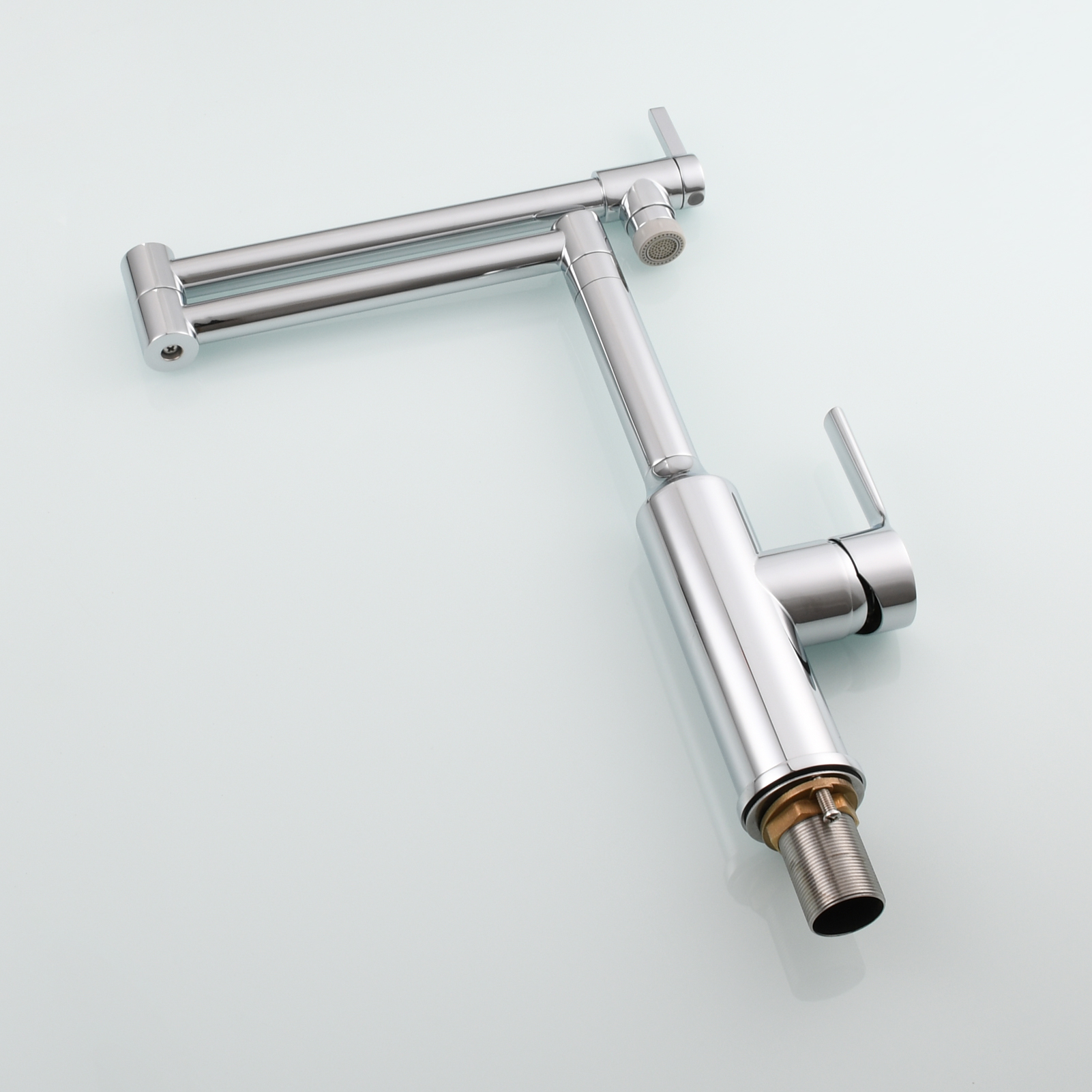 Tecmolog Brass Hot and Cold Folding Fucet,Smooth Handle Deck Mount Faucet for Kitchen