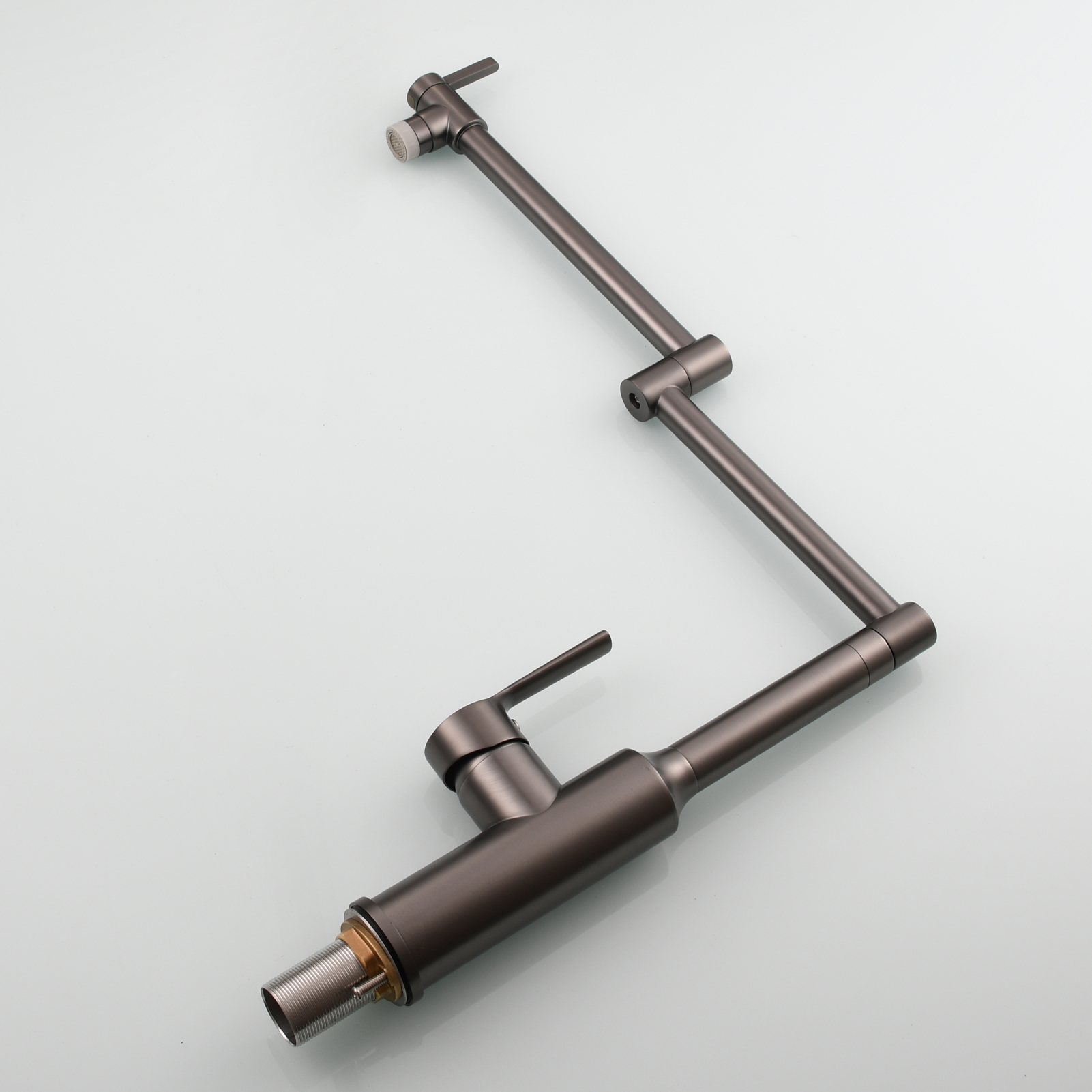 Tecmolog Brass Hot and Cold Folding Fucet,Smooth Handle Deck Mount Faucet for Kitchen