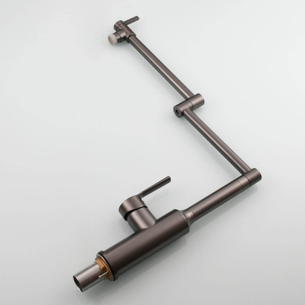 Tecmolog Brass Hot and Cold Folding Fucet,Smooth Handle Deck Mount Faucet for Kitchen