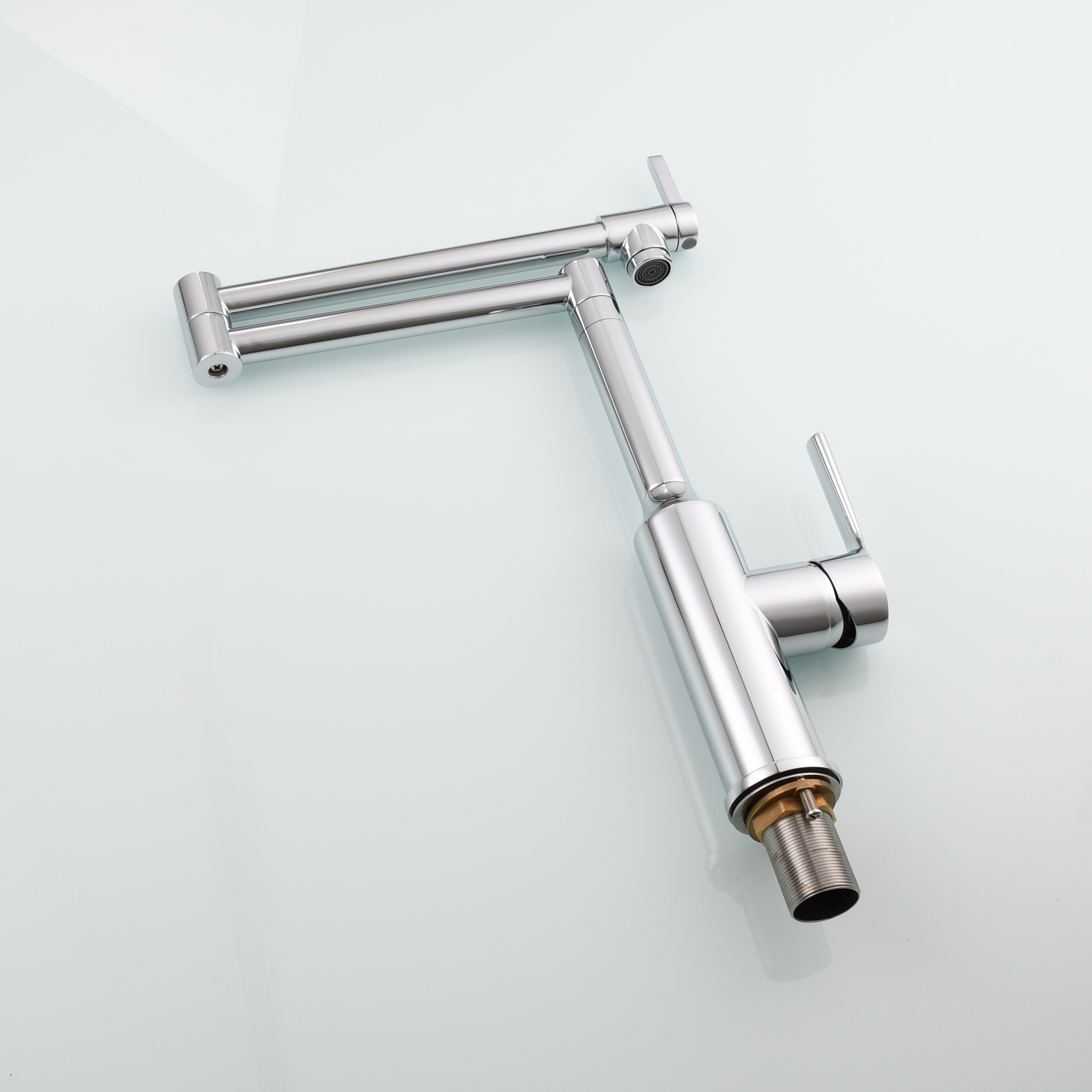Tecmolog Brass Hot and Cold Folding Fucet,Smooth Handle Deck Mount Faucet for Kitchen