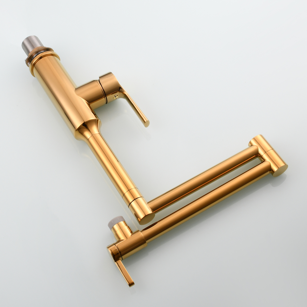 Tecmolog Brass Hot and Cold Folding Fucet,Smooth Handle Deck Mount Faucet for Kitchen