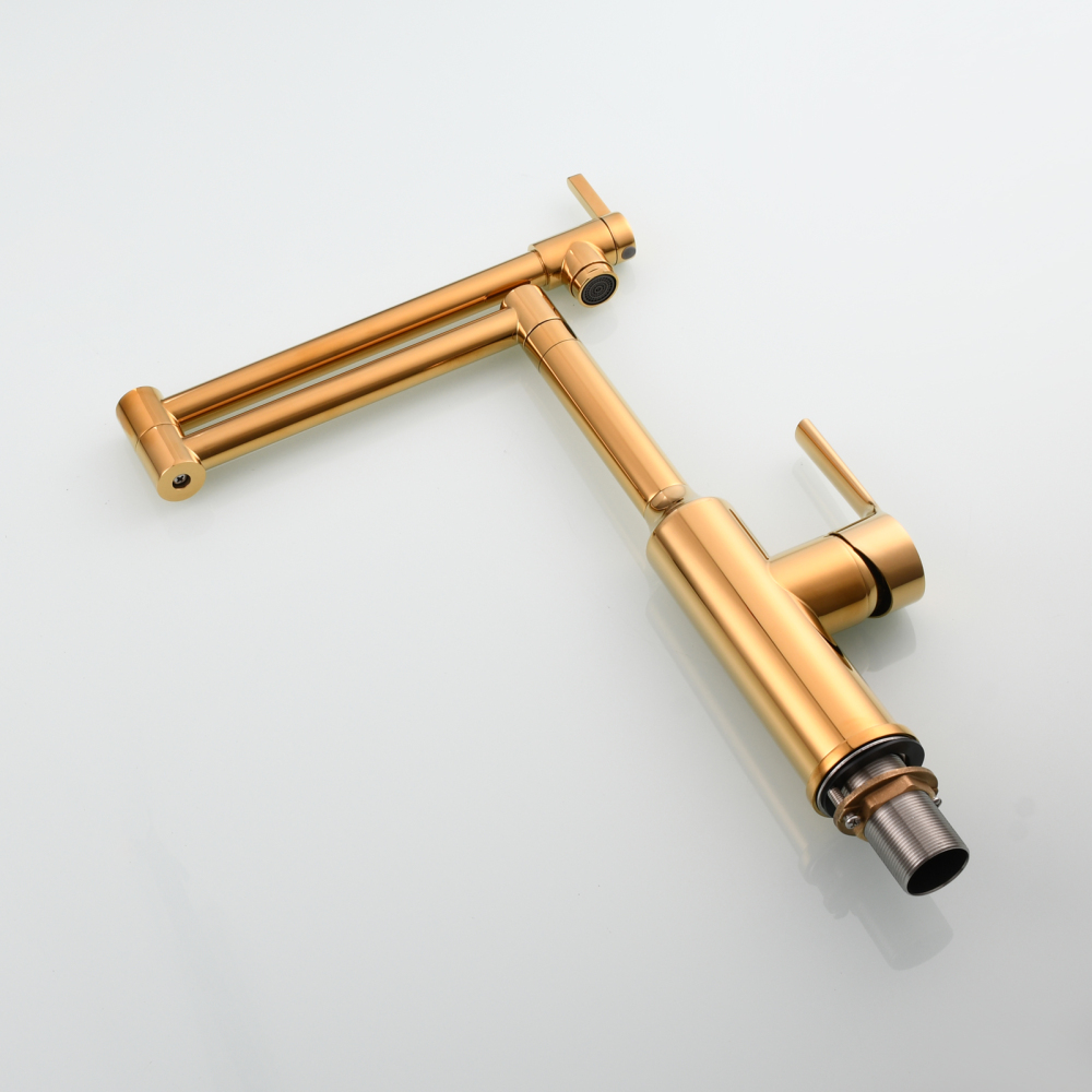 Tecmolog Brass Hot and Cold Folding Fucet,Smooth Handle Deck Mount Faucet for Kitchen