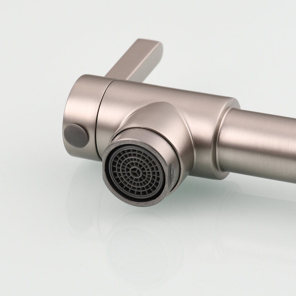 Tecmolog Brass Hot and Cold Folding Fucet,Smooth Handle Deck Mount Faucet for Kitchen