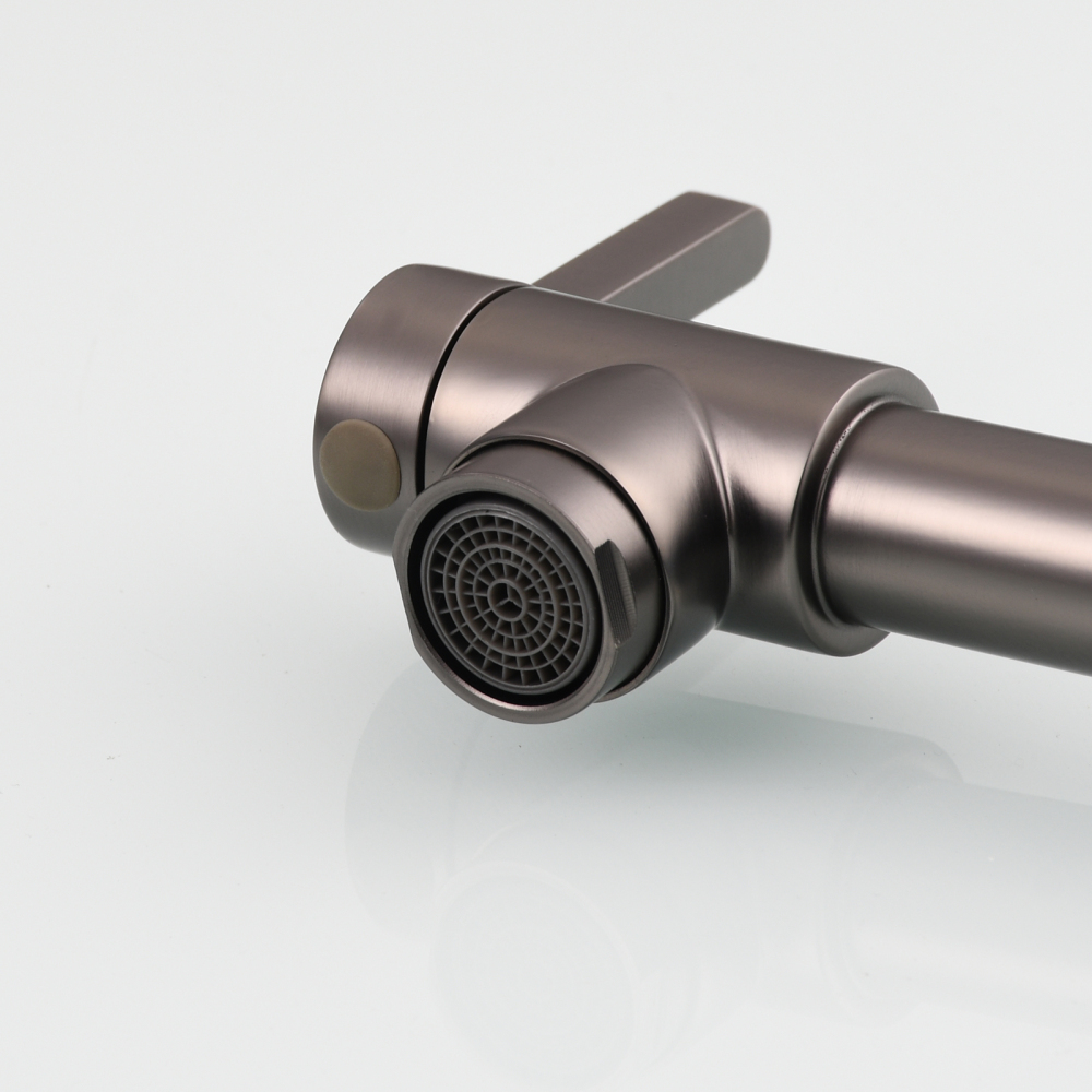 Tecmolog Brass Hot and Cold Folding Fucet,Smooth Handle Deck Mount Faucet for Kitchen