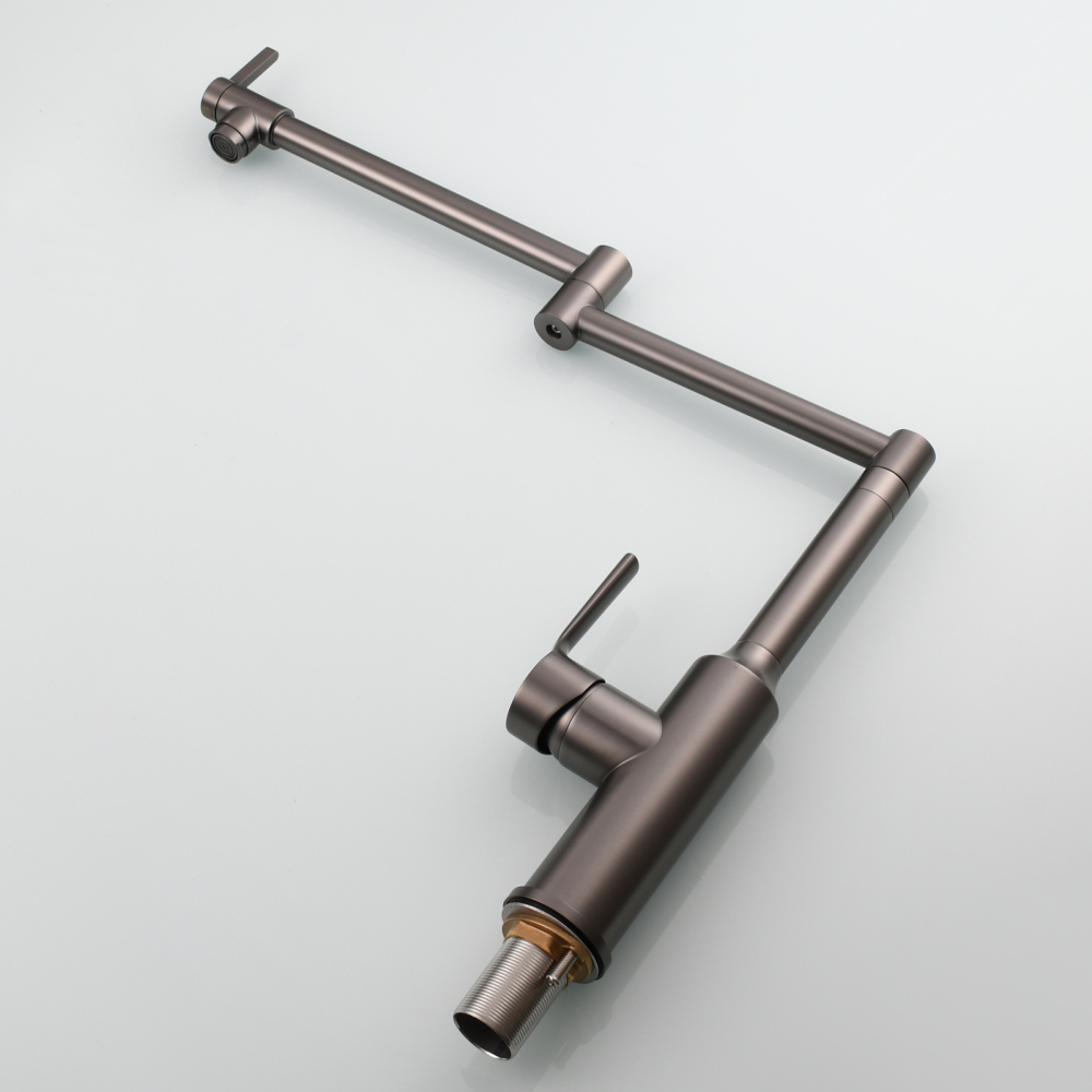 Tecmolog Brass Hot and Cold Folding Fucet,Smooth Handle Deck Mount Faucet for Kitchen