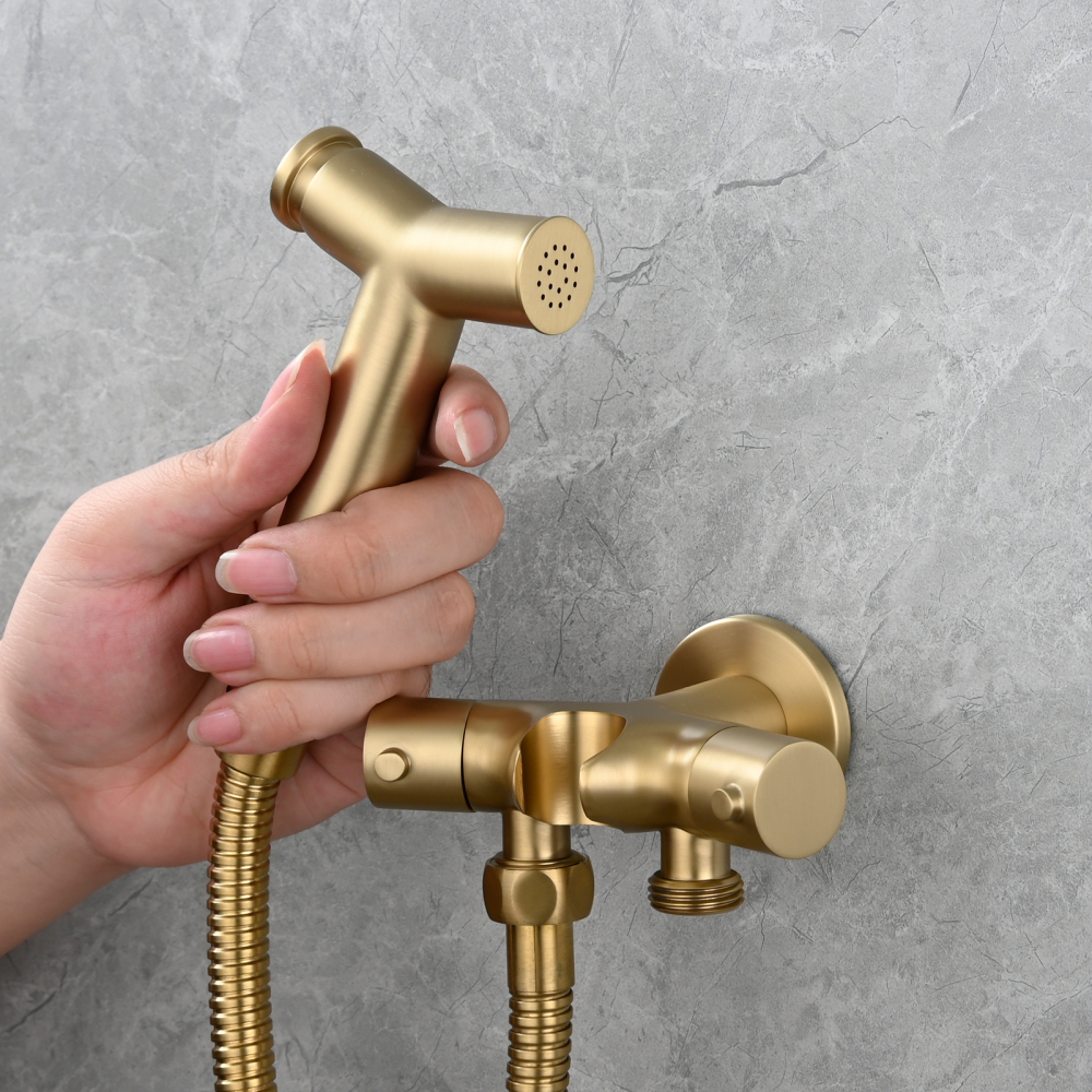 Tecmolog Brass Toilet Bidet Sprayer Set,Bathroom Bidet with Pressurized Water and 1.5m Shower Hose