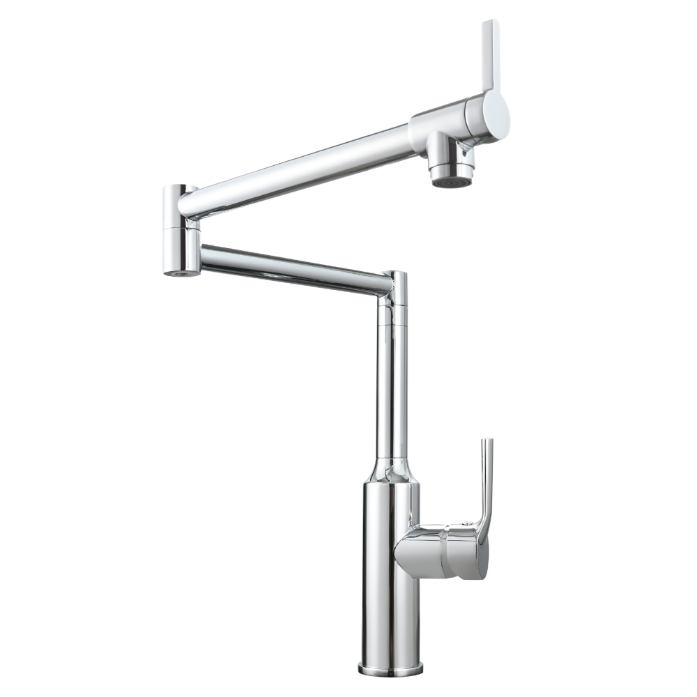 Tecmolog Brass Hot and Cold Folding Fucet,Smooth Handle Deck Mount Faucet for Kitchen