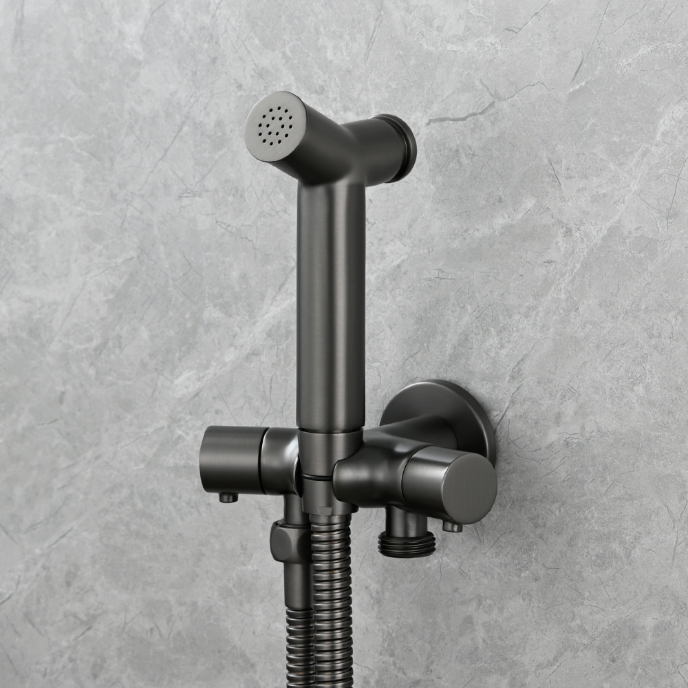 Tecmolog Brass Toilet Bidet Sprayer Set,Bathroom Bidet with Pressurized Water and 1.5m Shower Hose