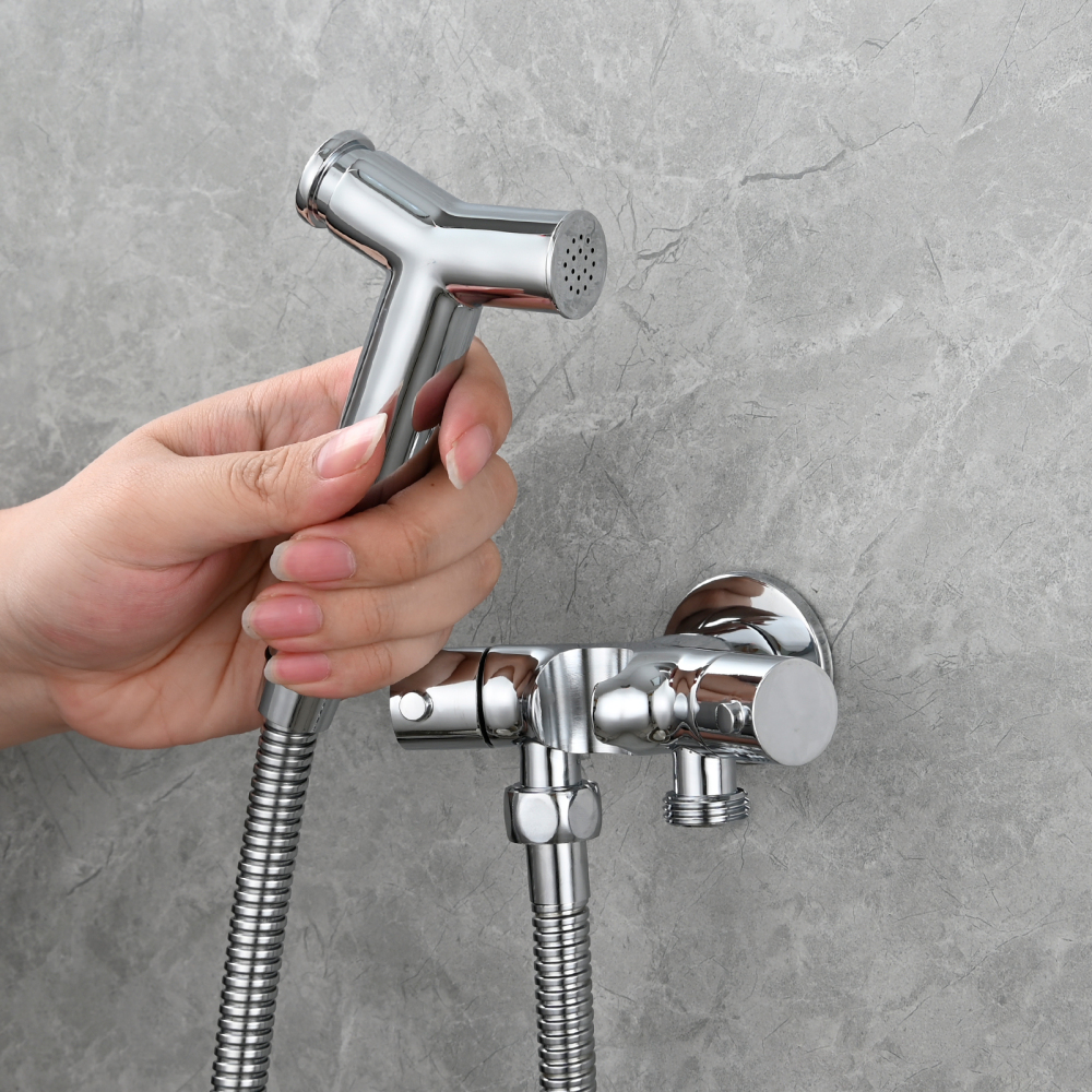 Tecmolog Brass Toilet Bidet Sprayer Set,Bathroom Bidet with Pressurized Water and 1.5m Shower Hose