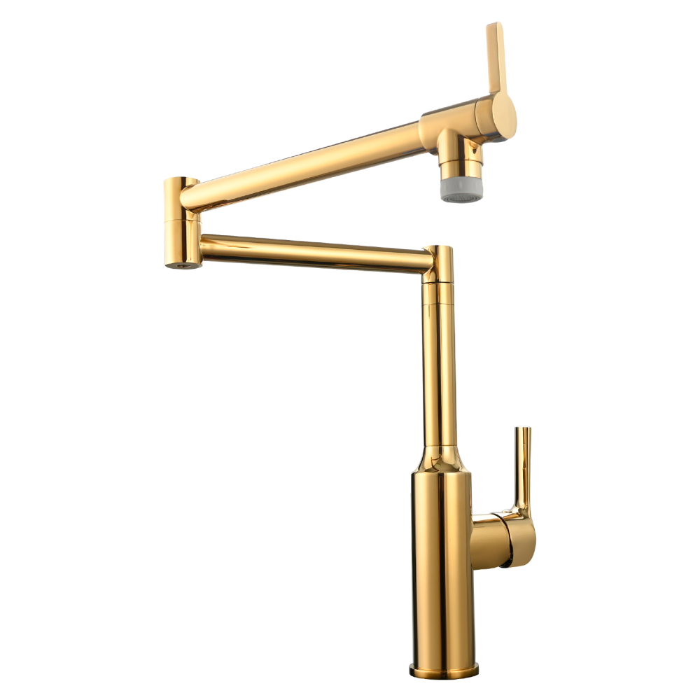 Tecmolog Brass Hot and Cold Folding Fucet,Smooth Handle Deck Mount Faucet for Kitchen