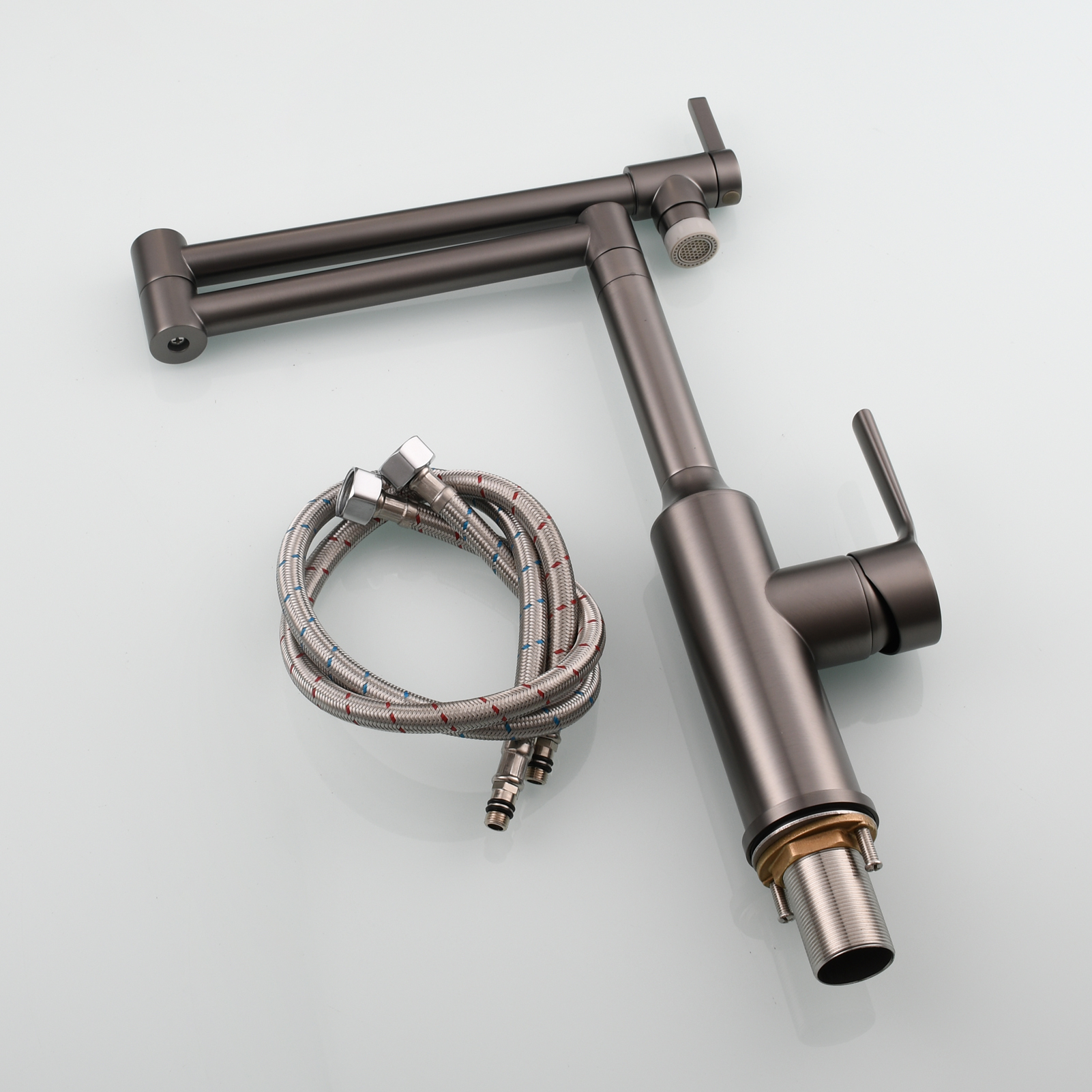 Tecmolog Brass Hot and Cold Folding Fucet,Smooth Handle Deck Mount Faucet for Kitchen