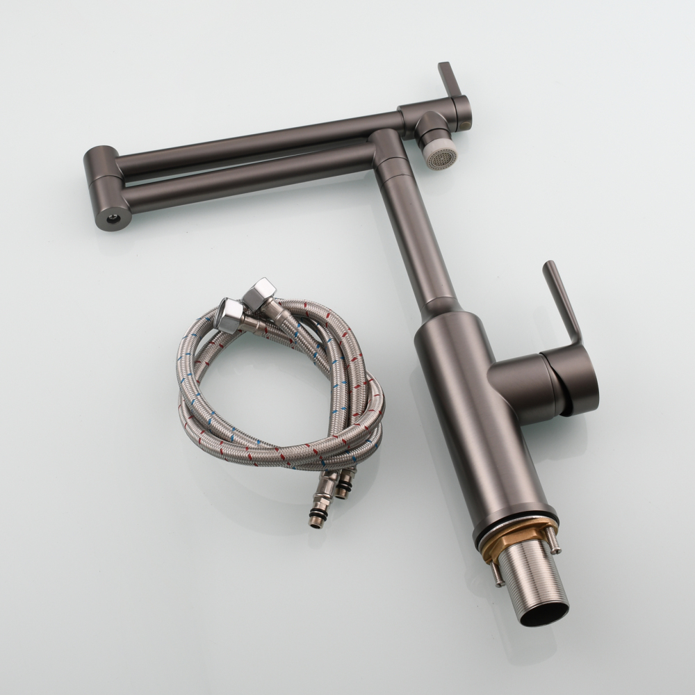 Tecmolog Brass Hot and Cold Folding Fucet,Smooth Handle Deck Mount Faucet for Kitchen