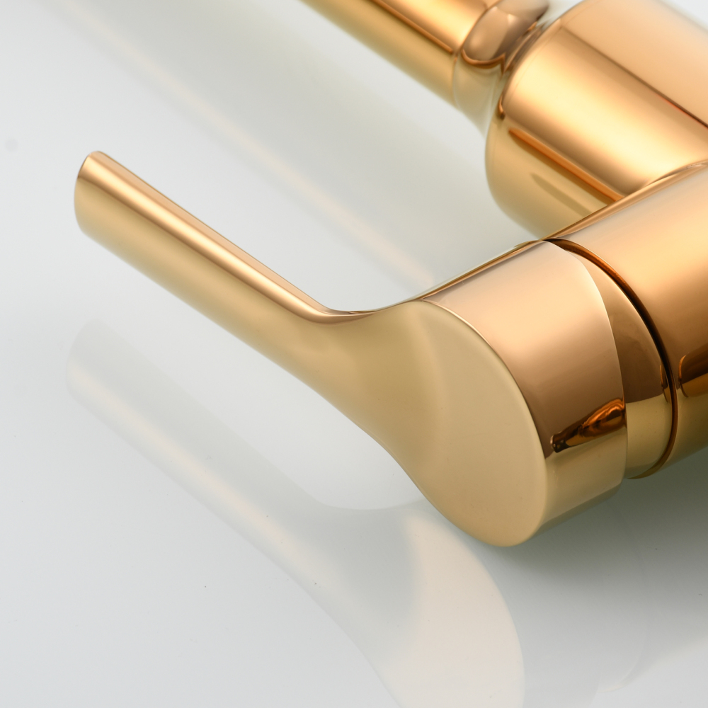 Tecmolog Brass Hot and Cold Folding Fucet,Smooth Handle Deck Mount Faucet for Kitchen