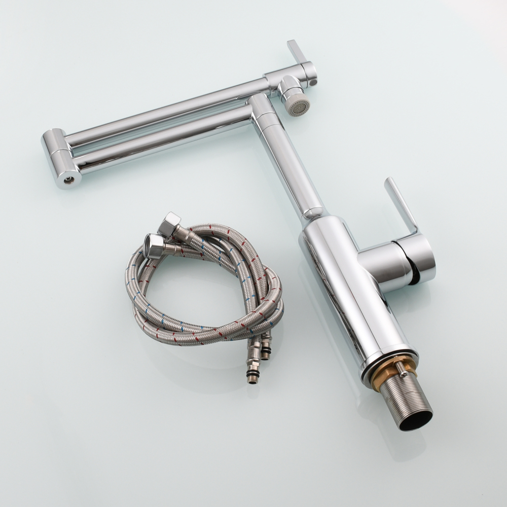 Tecmolog Brass Hot and Cold Folding Fucet,Smooth Handle Deck Mount Faucet for Kitchen