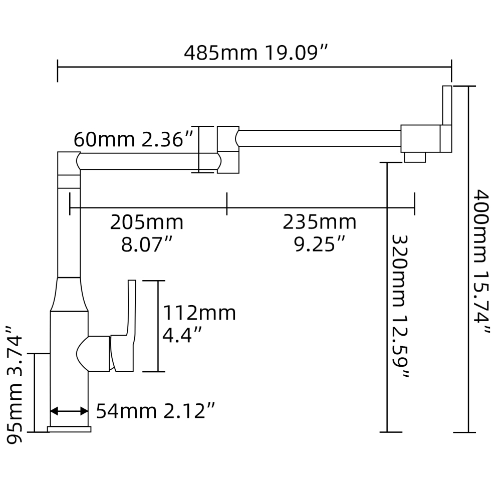 Tecmolog Brass Hot and Cold Folding Fucet,Smooth Handle Deck Mount Faucet for Kitchen