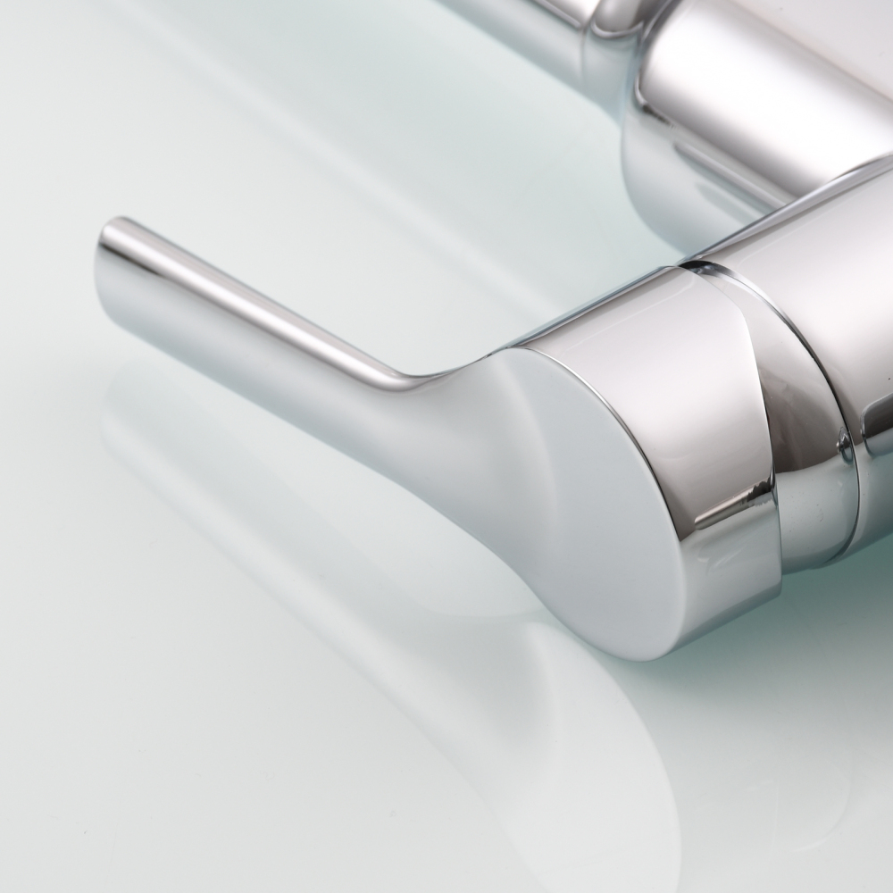 Tecmolog Brass Hot and Cold Folding Fucet,Smooth Handle Deck Mount Faucet for Kitchen