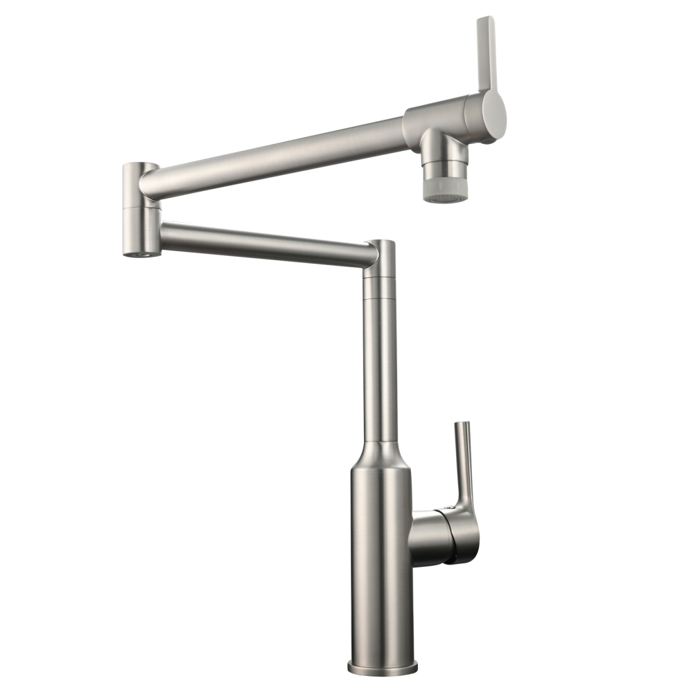 Tecmolog Brass Hot and Cold Folding Fucet,Smooth Handle Deck Mount Faucet for Kitchen