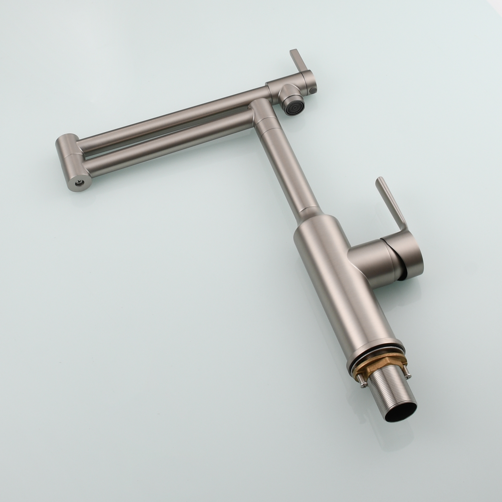 Tecmolog Brass Hot and Cold Folding Fucet,Smooth Handle Deck Mount Faucet for Kitchen