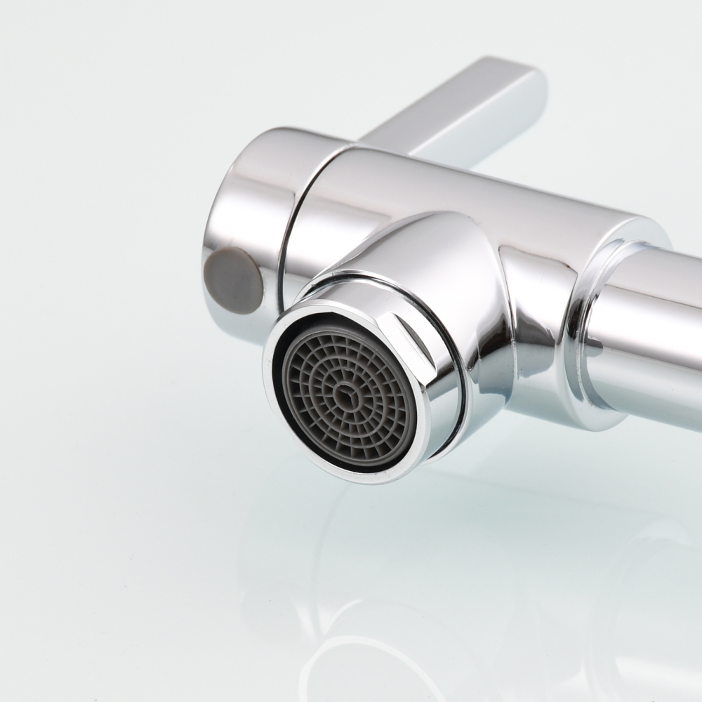 Tecmolog Brass Hot and Cold Folding Fucet,Smooth Handle Deck Mount Faucet for Kitchen